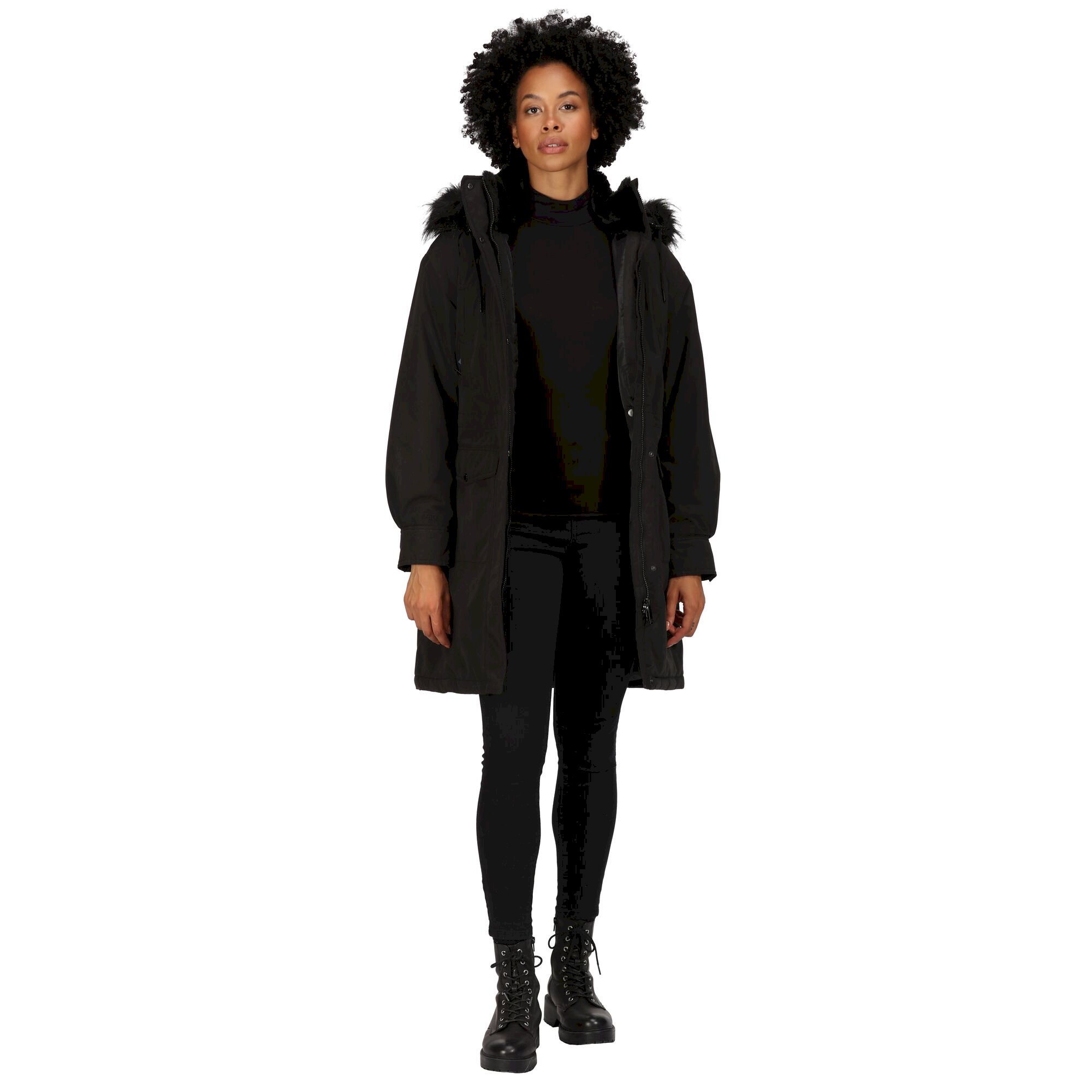 Women's Shiloh Fur Trim Parka Jacket | Black