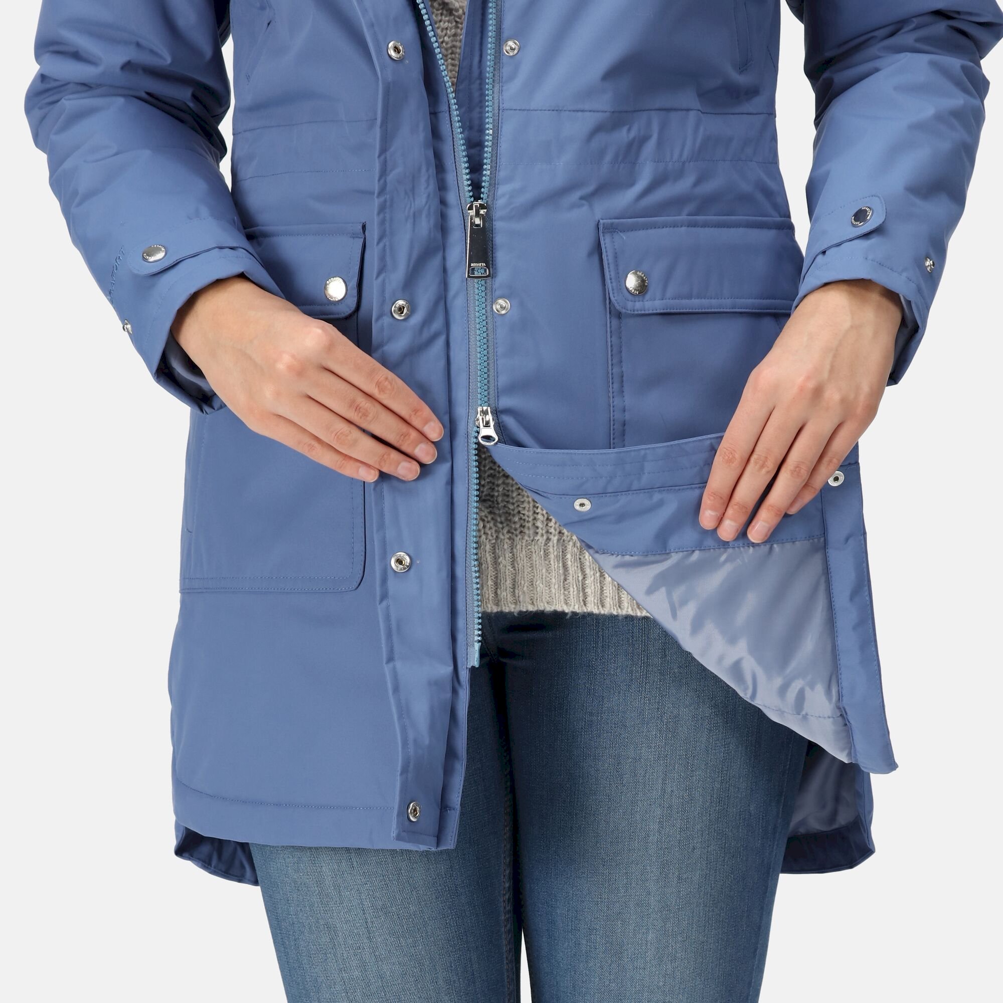 Women's Sabinka Fur Trim Parka Jacket | Slate Blue