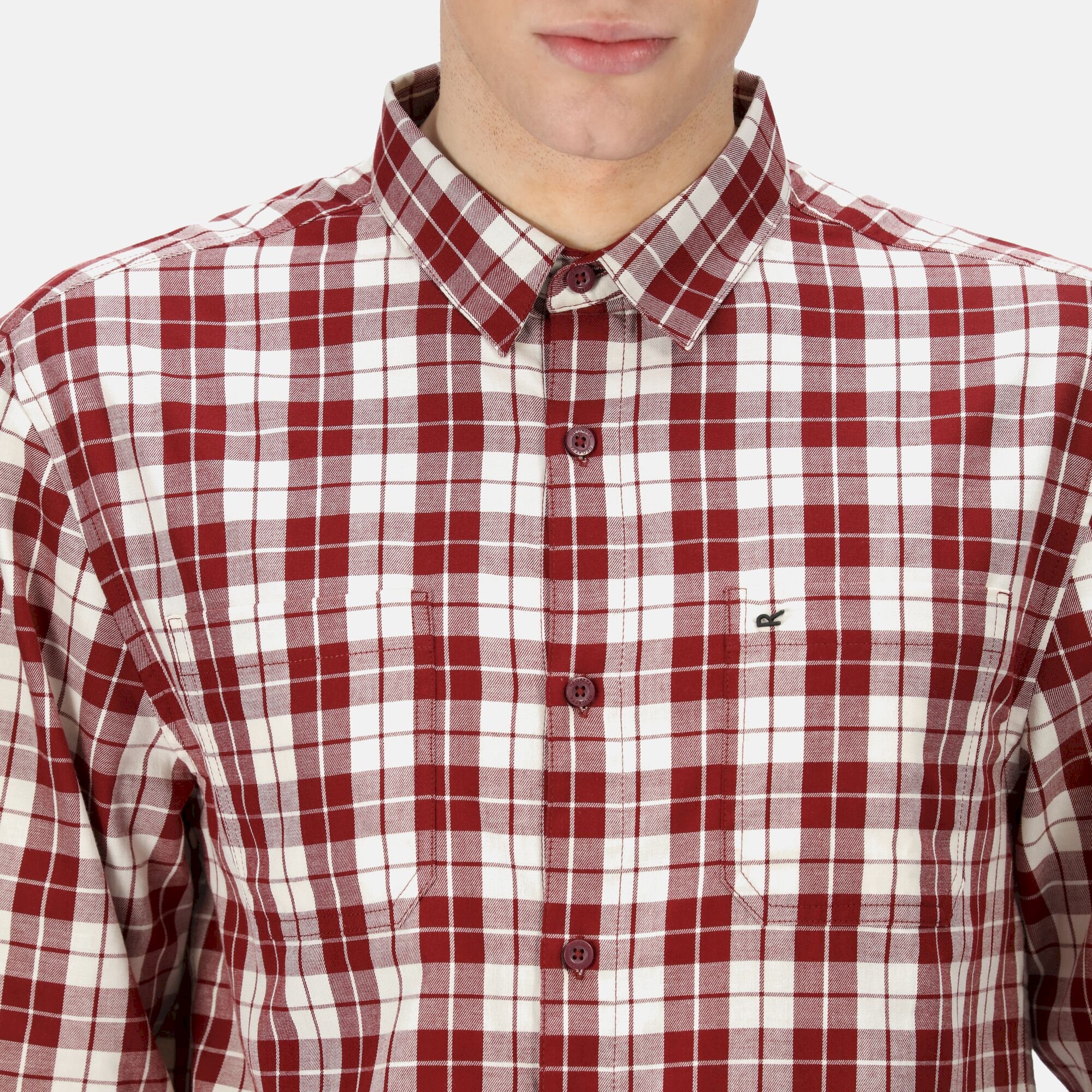 Men's Lance Long Sleeved Checked Shirt | Syrah Red Check