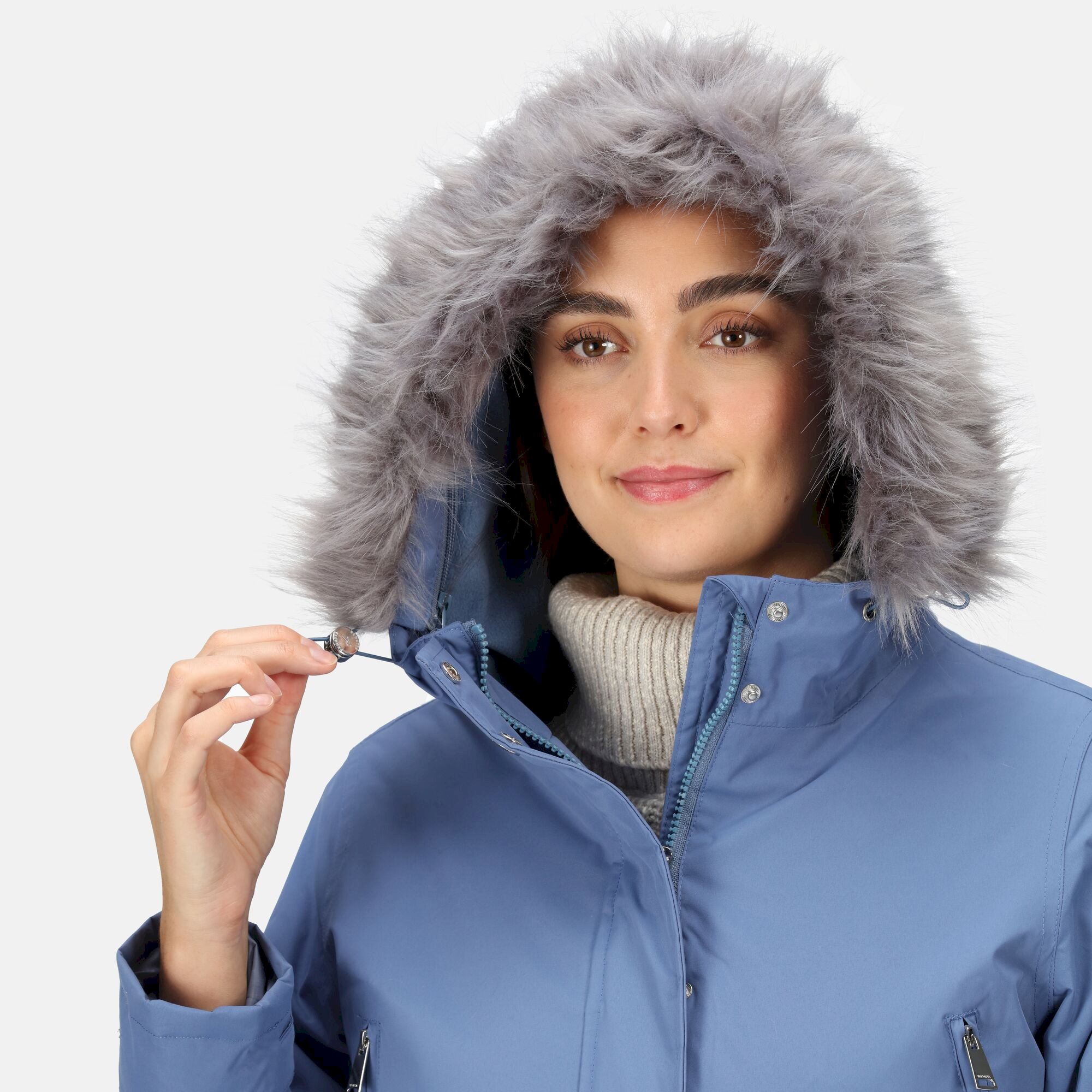 Women's Sabinka Fur Trim Parka Jacket | Slate Blue