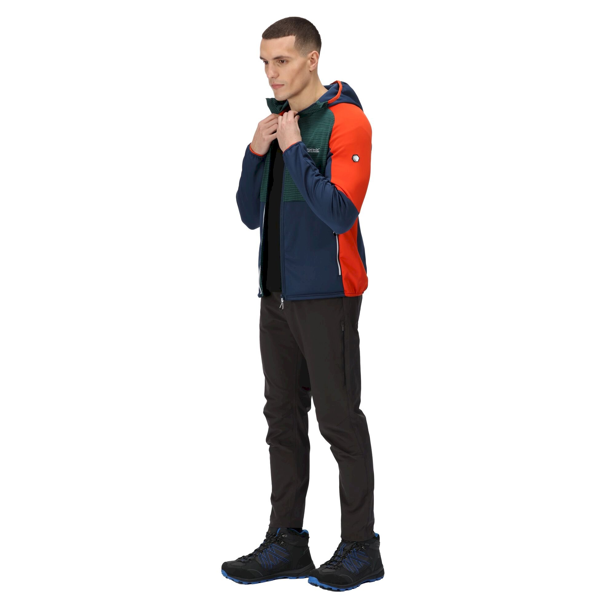 Men's Attare Softshell Hooded Jacket | Admiral Blue Pacific Green