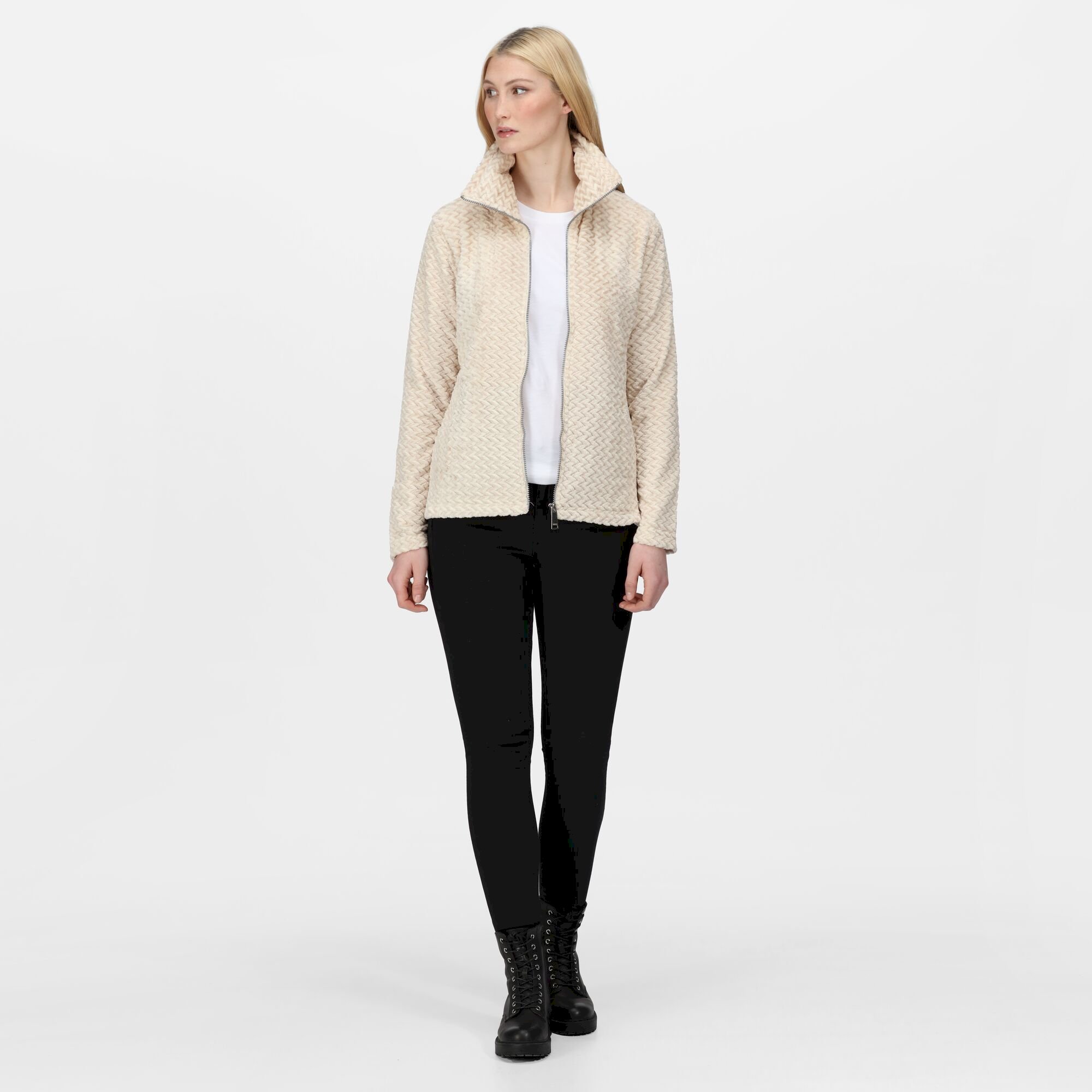 Women's Heloise Full Zip Fleece | Light Vanilla Plait