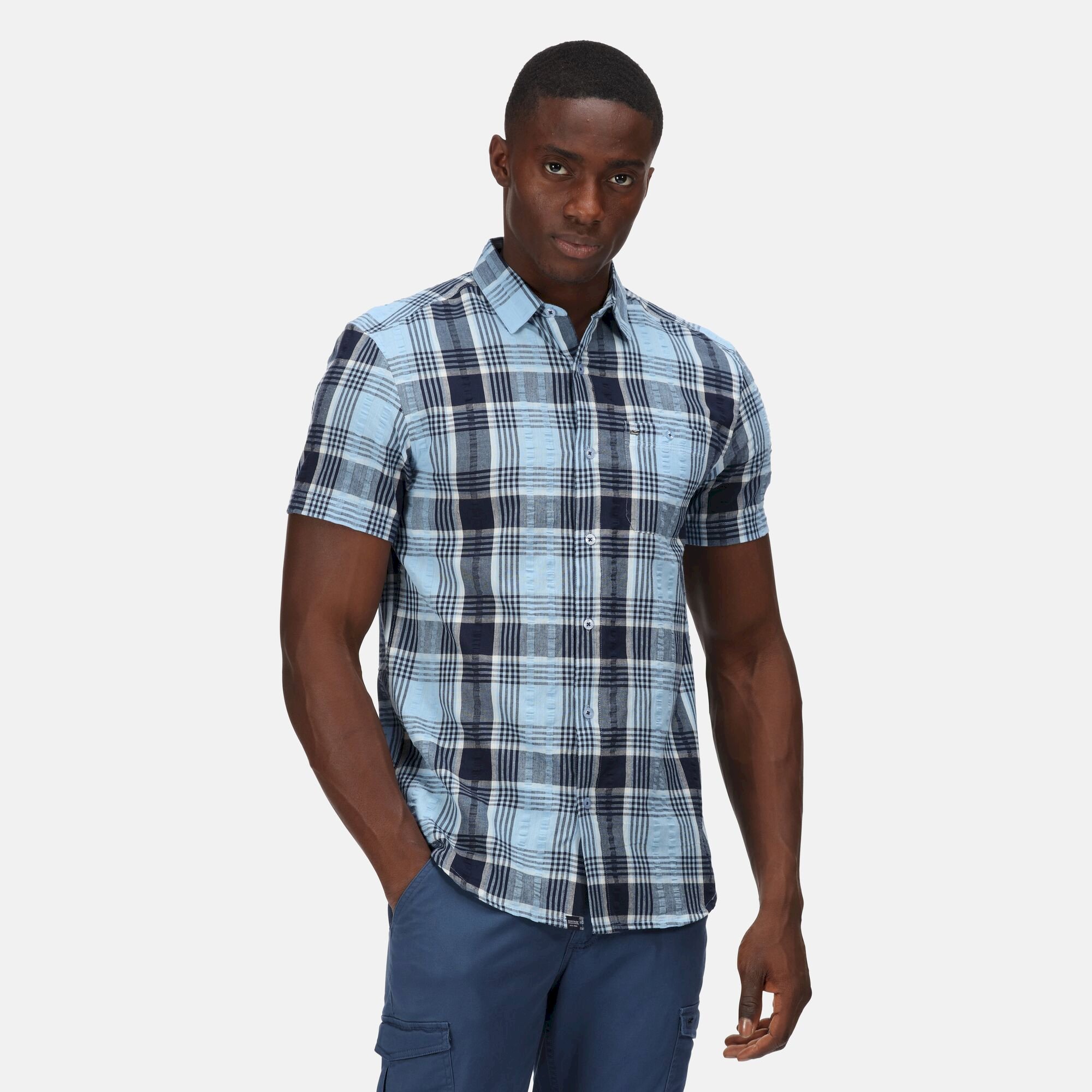 Men's Deakin IV Short Sleeve Shirt | Powder Blue Check