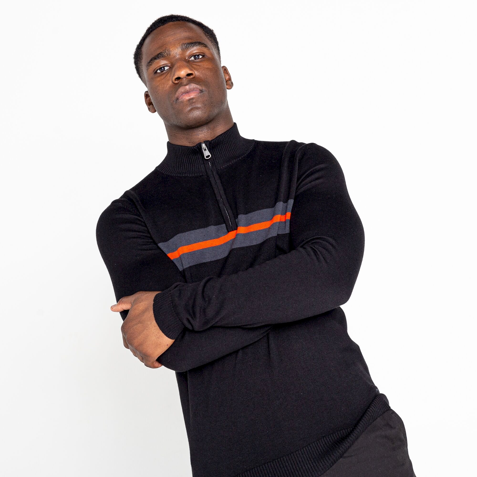 Dare 2b - Men's Unite Us Half Zip Knit Sweater | Black Amber Glow