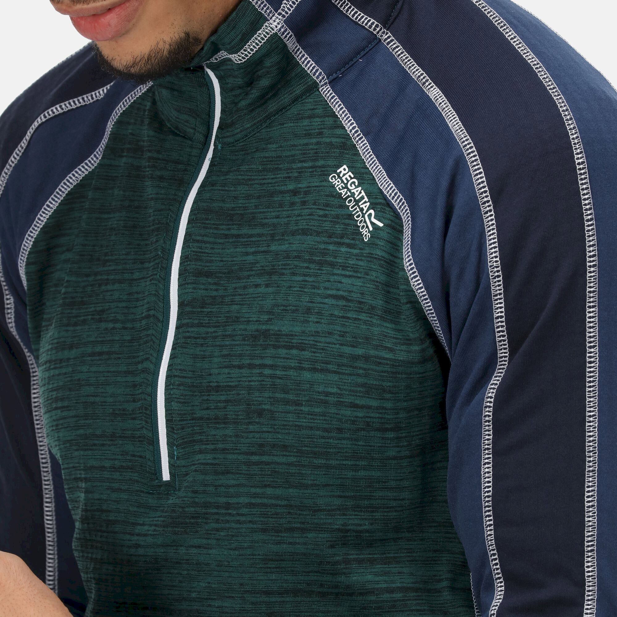 Men's Hepley Half Zip Lightweight Fleece | Pacific Green Admiral Blue
