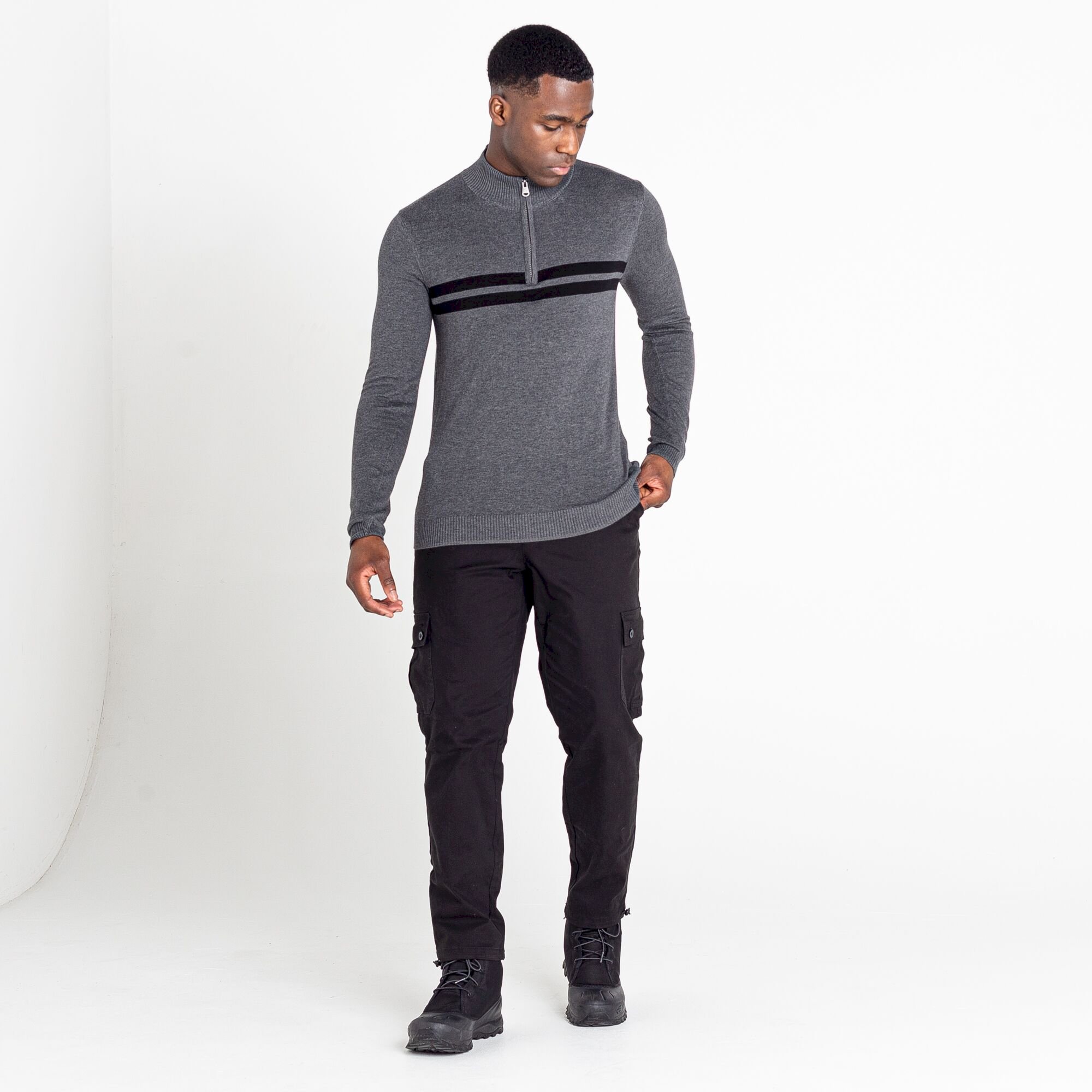 Dare 2b - Men's Unite Us Half Zip Knit Sweater | Charcoal Grey Black