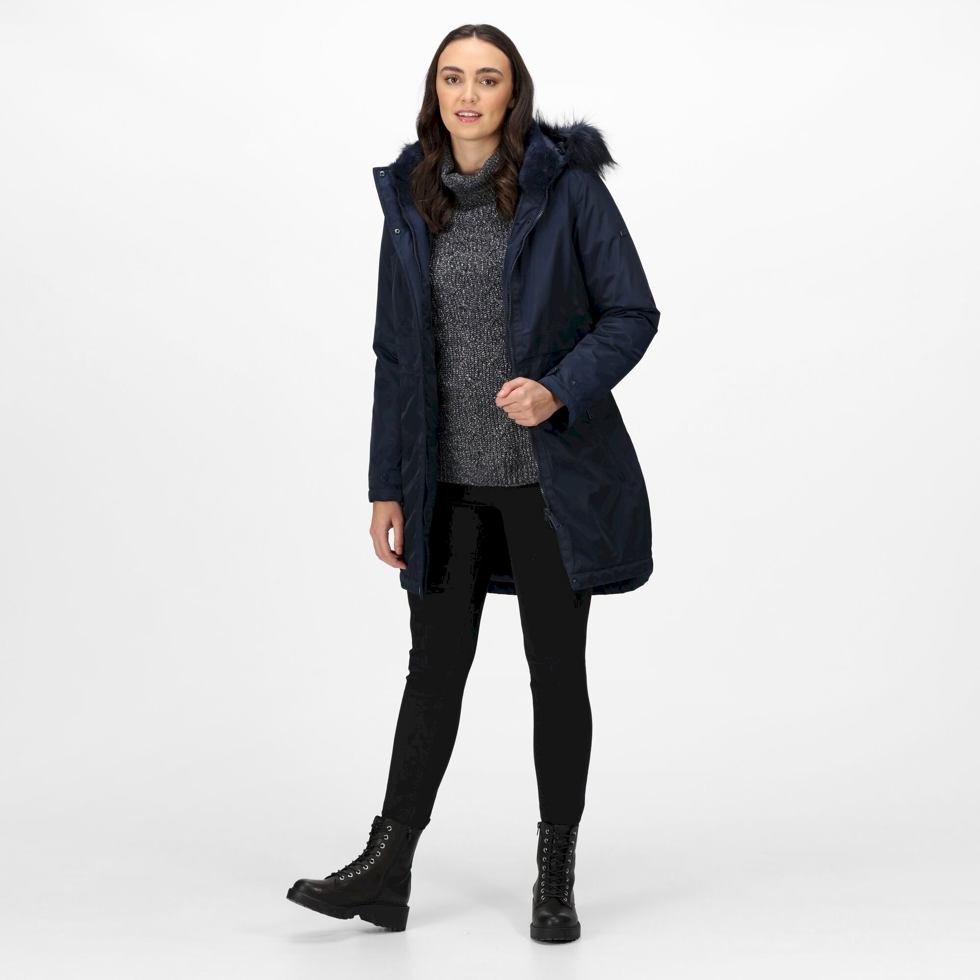 Women's Lyanna Fur Trim Parka Jacket | Navy