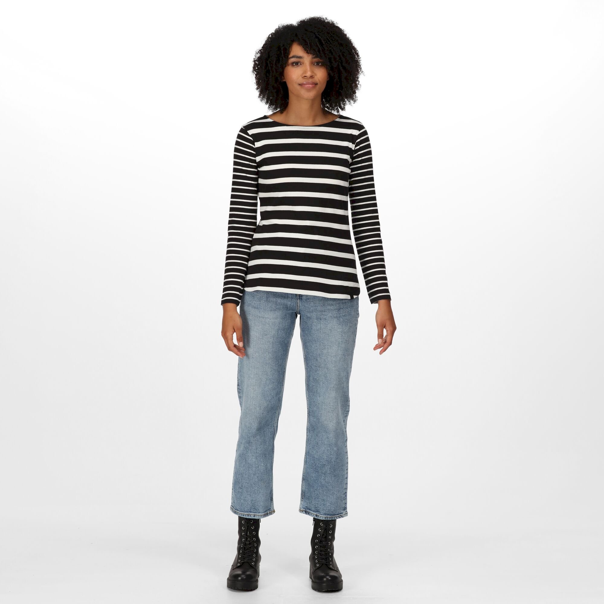 Women's Farida Striped T-Shirt | Black Snow White