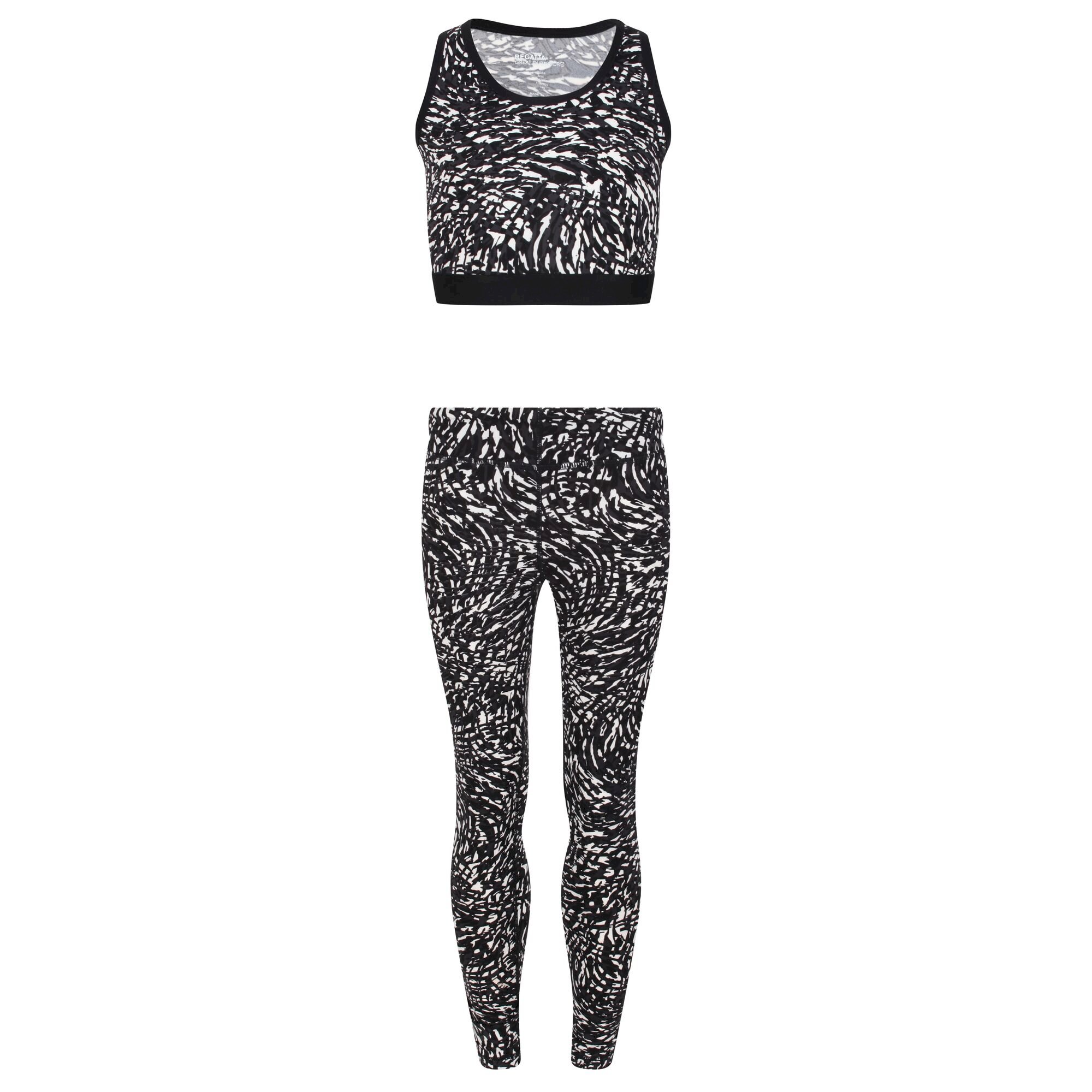Kids' Atkin Top & Legging Active Set | Black White Animal