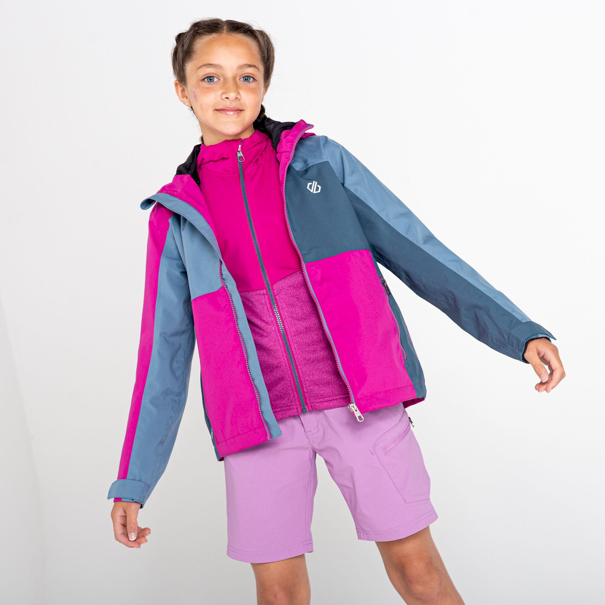 Dare 2b - Kids' In The Lead III Recycled Waterproof Jacket | Fuchsia Bluestone