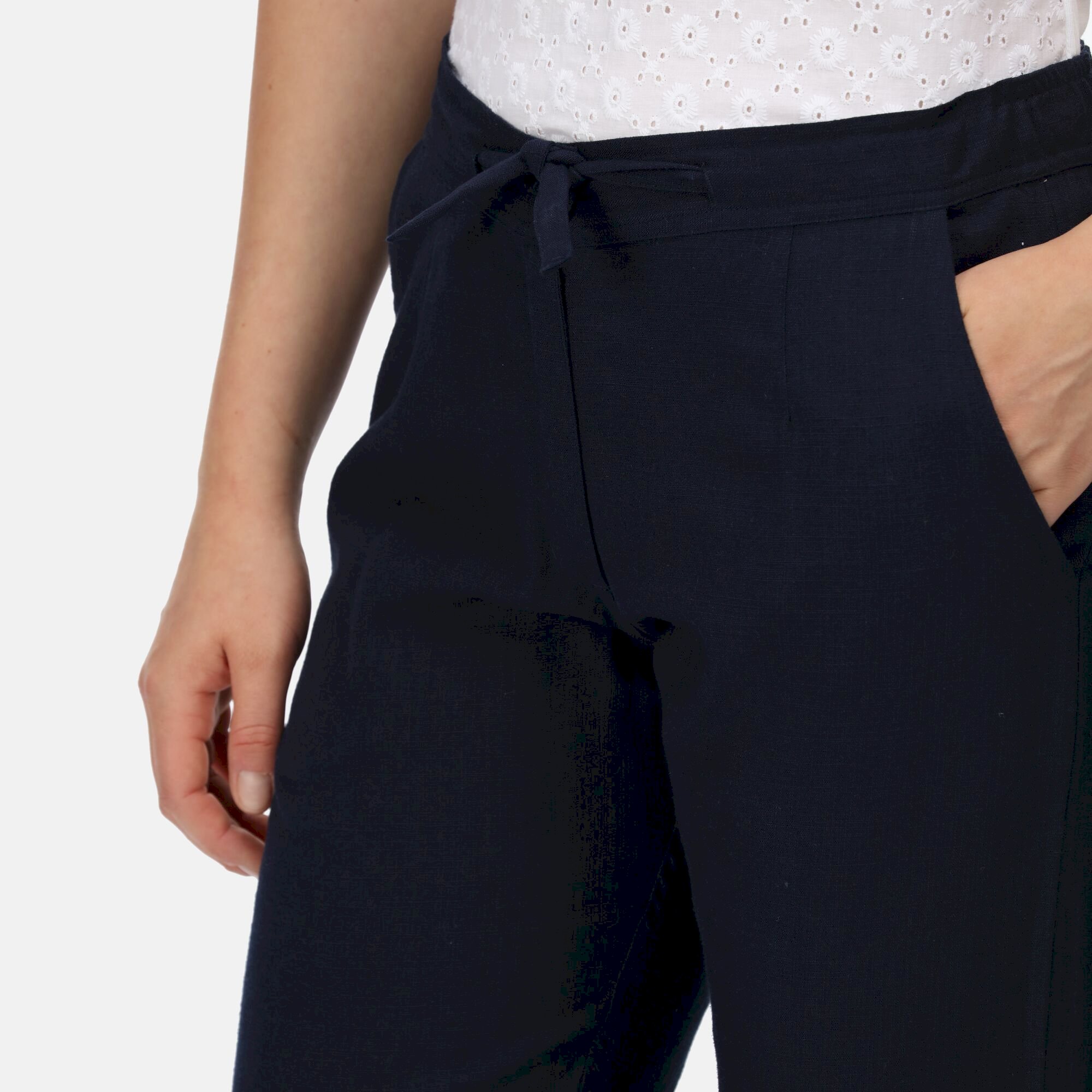 Women's Maida Linen Trousers | Navy