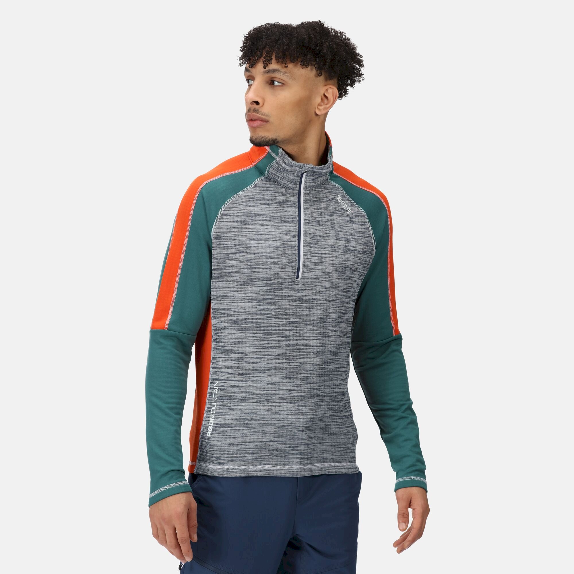 Men's Hepley Half Zip Lightweight Fleece | Admiral Blue Pacific Green
