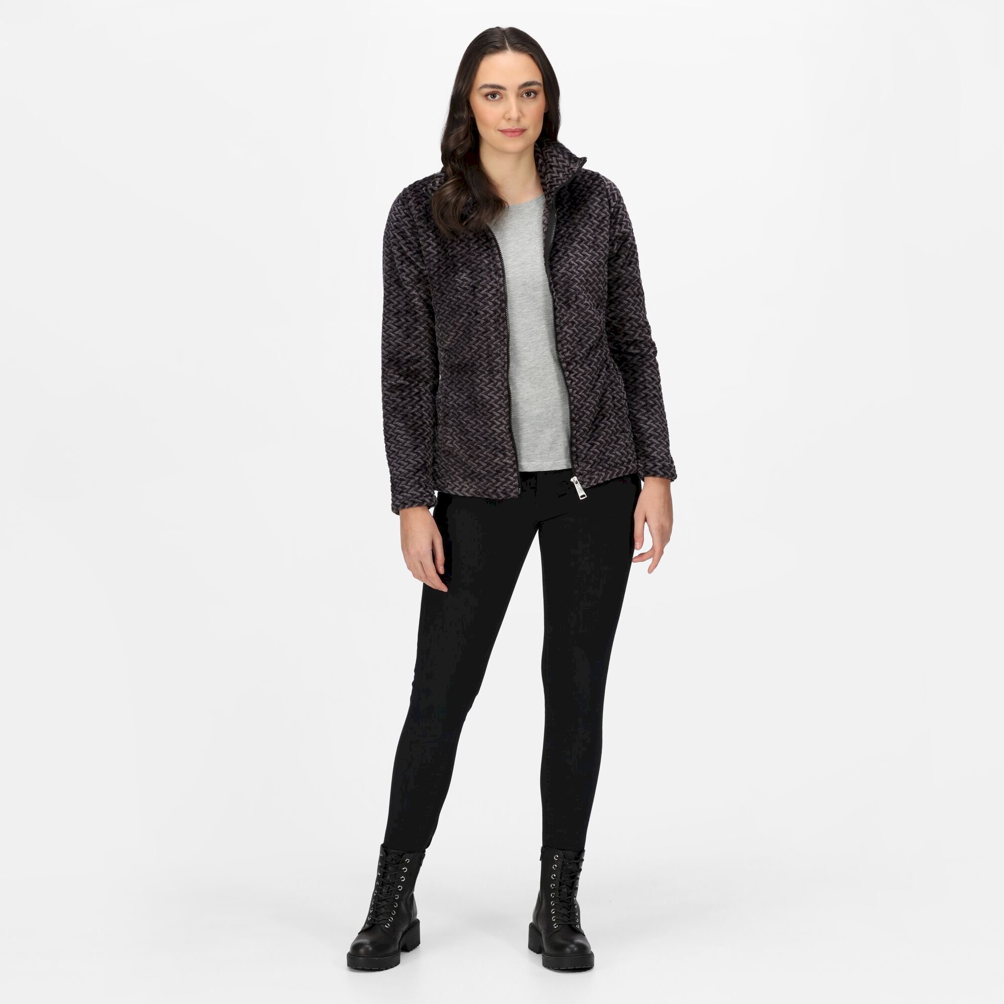 Women's Heloise Full Zip Fleece | Black Plait