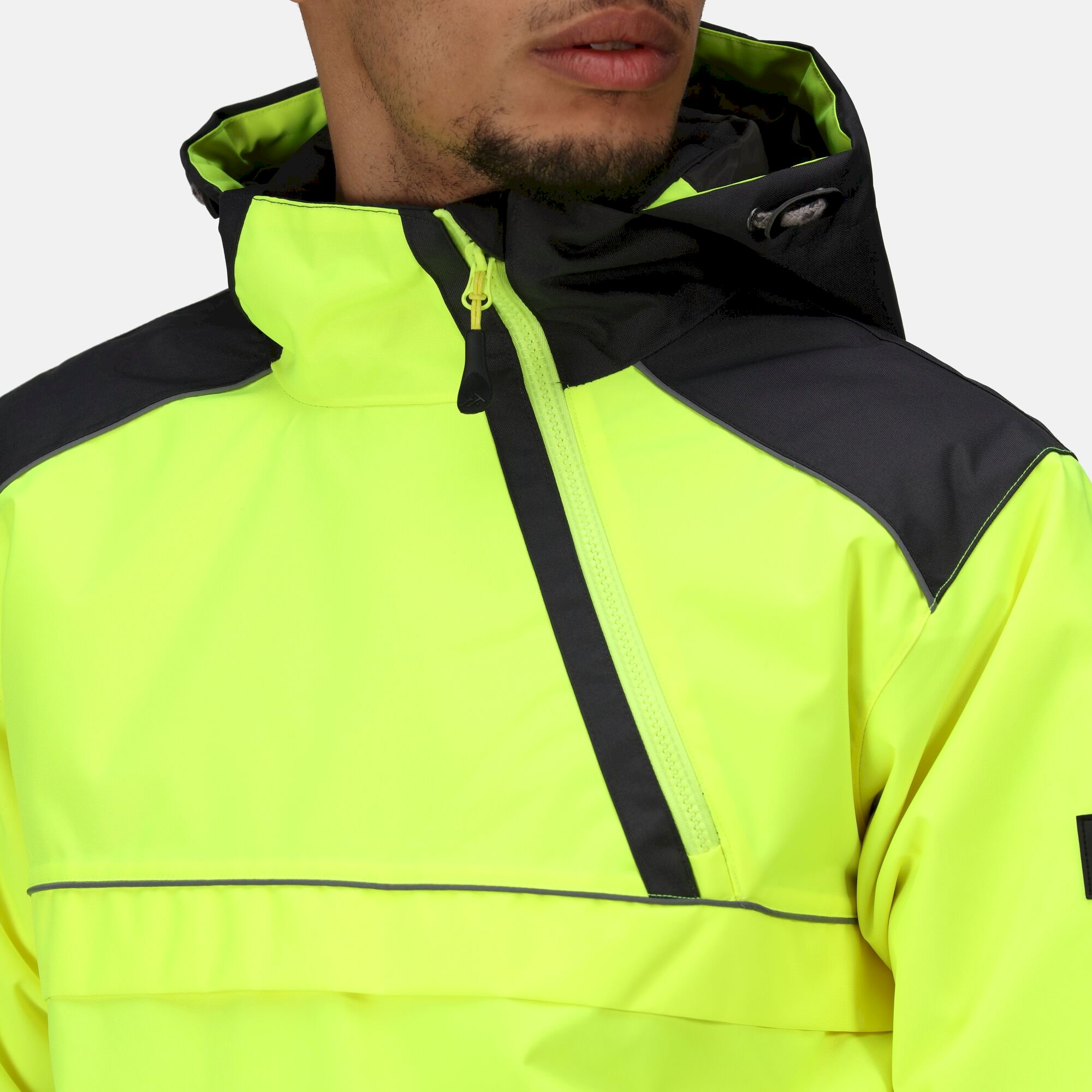 Men's Hi-Vis Waterproof Reflective Overhead Bomber Jacket | Yellow Grey