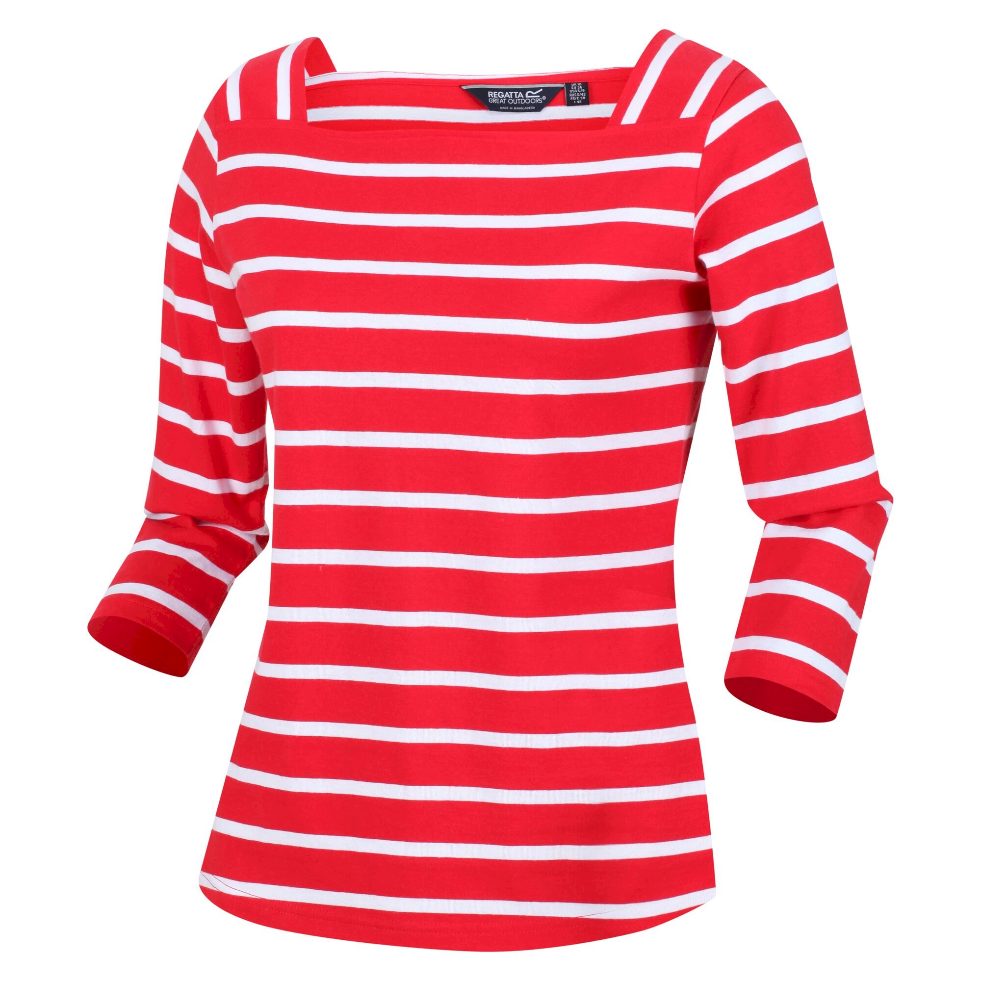 Women's Polexia Square Neck Top | True Red White Stripe