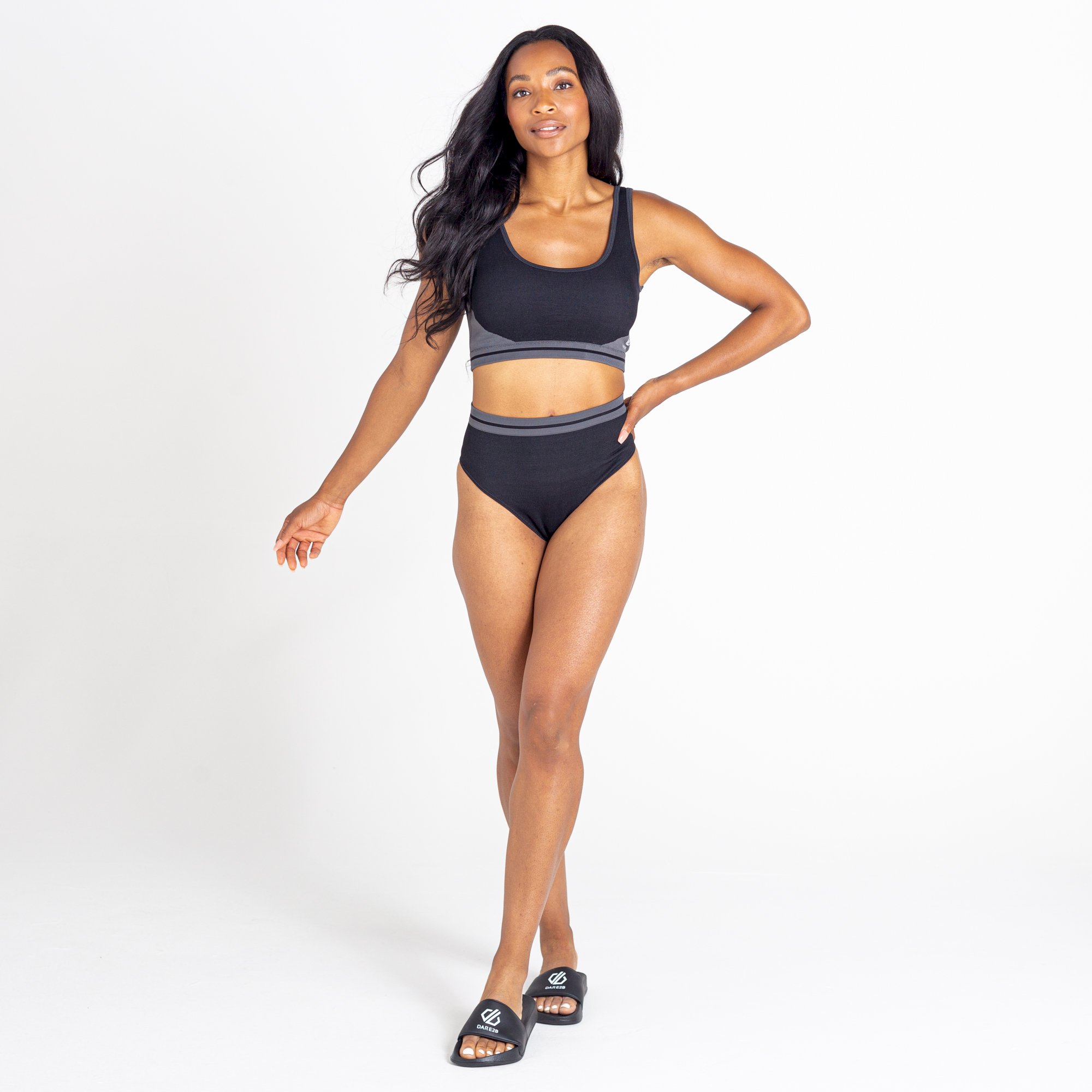 Dare 2b - Women's Don't Sweat It Recycled Bikini Bottoms | Black Charcoal Grey