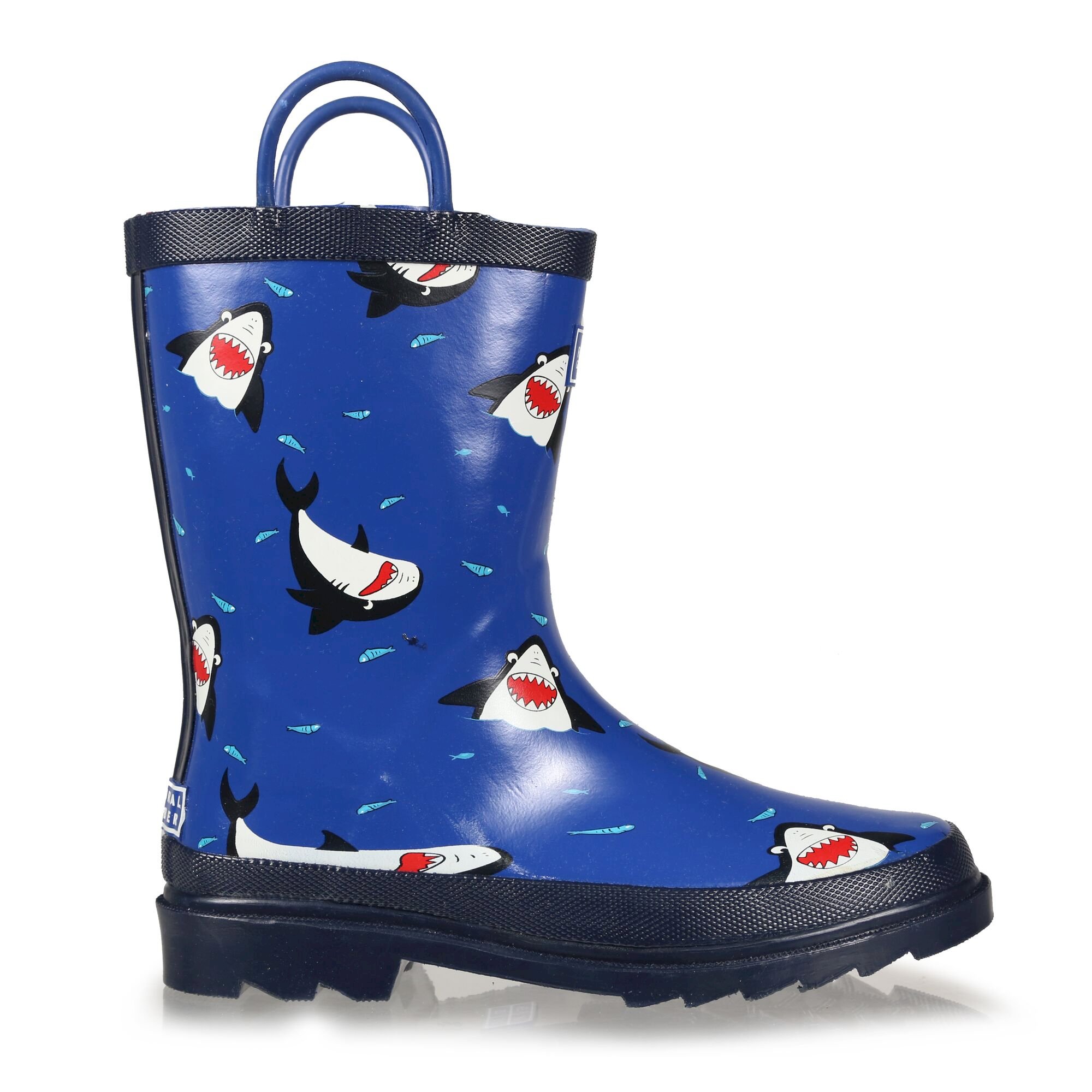 Kids Minnow Printed Wellies | Shark Nautical Blue