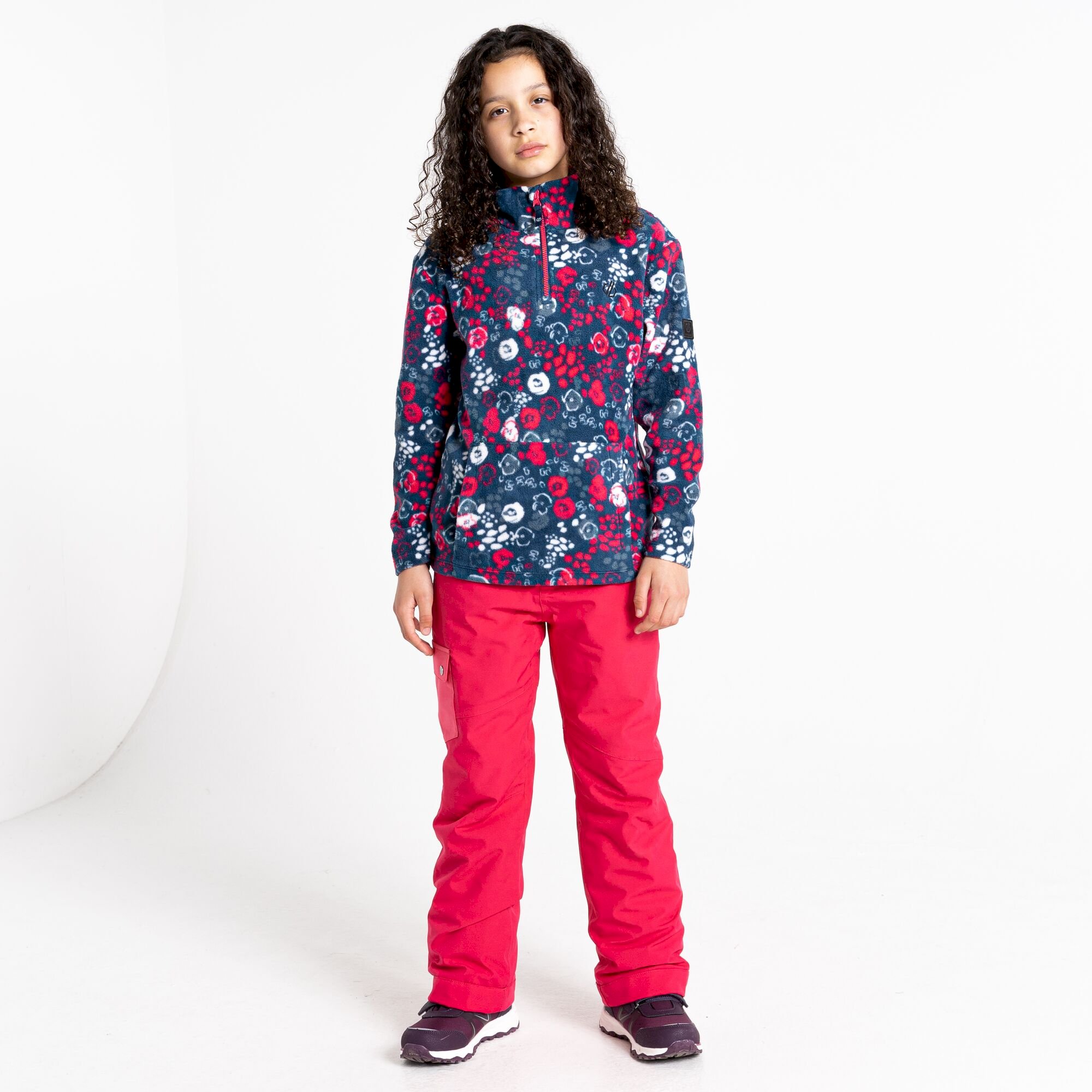 Dare 2b - Kids' Cushy Half Zip Fleece | Pink Floral Print