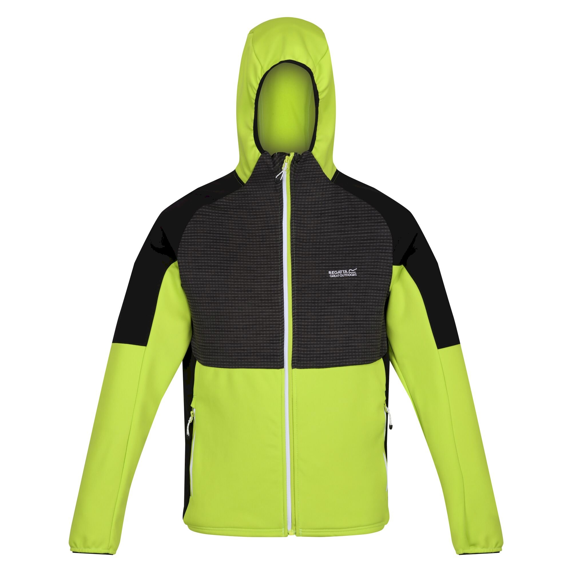 Men's Attare Softshell Hooded Jacket | Bright Kiwi Dark Grey