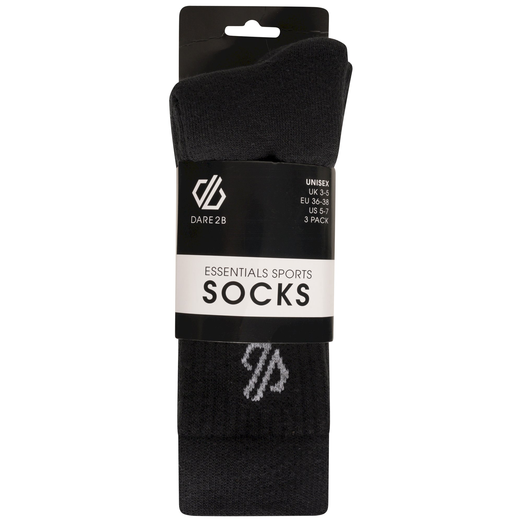 Dare 2b - Adult's Essentials Sports Socks 3 Pack | Black