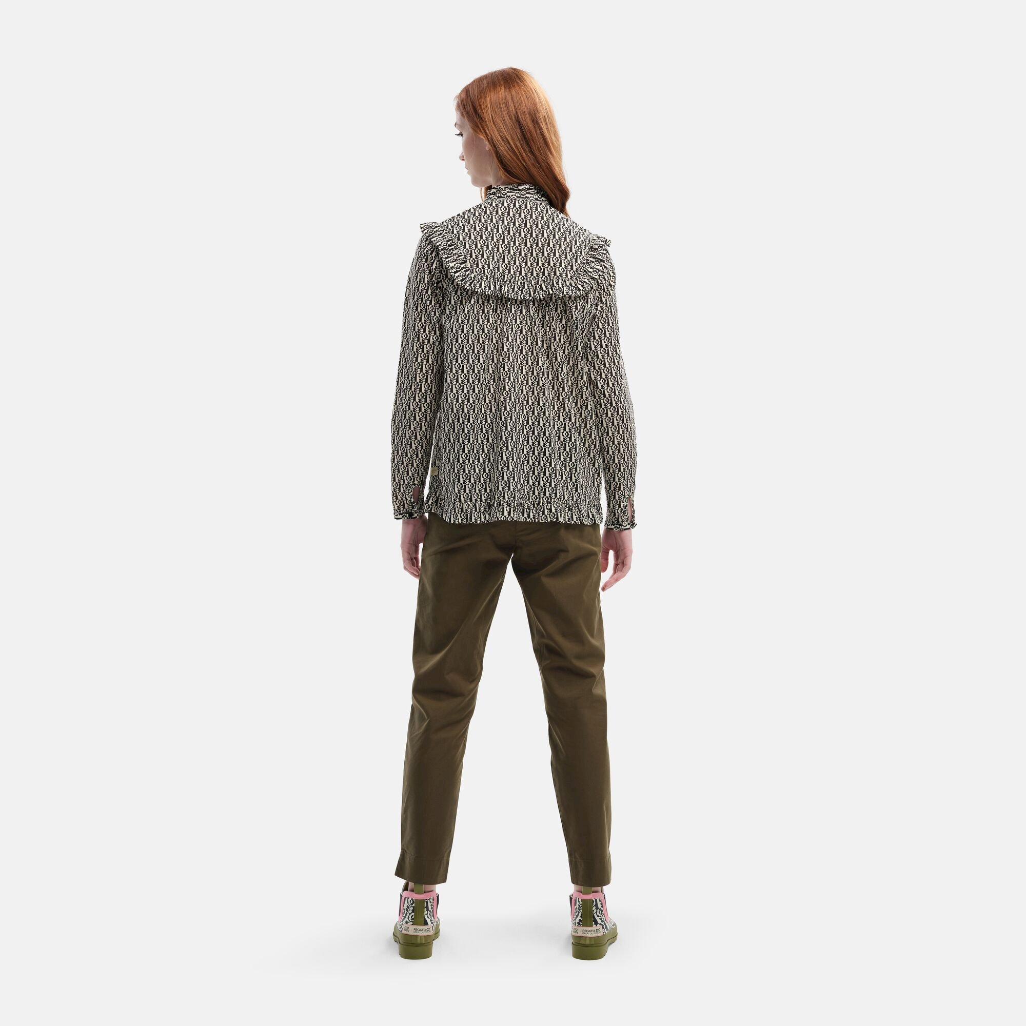 Orla Kiely High Neck Ruffle Detail Blouse | Stem in Vase Black