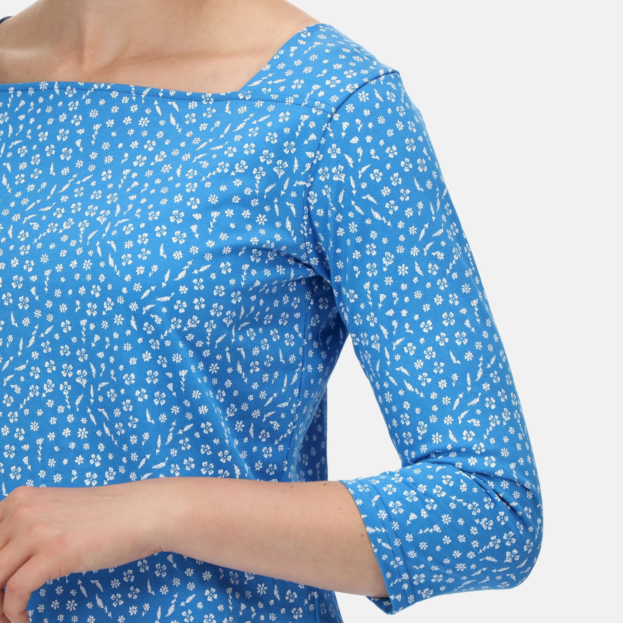 Women's Polexia Square Neck Top | Sonic Blue Ditsy