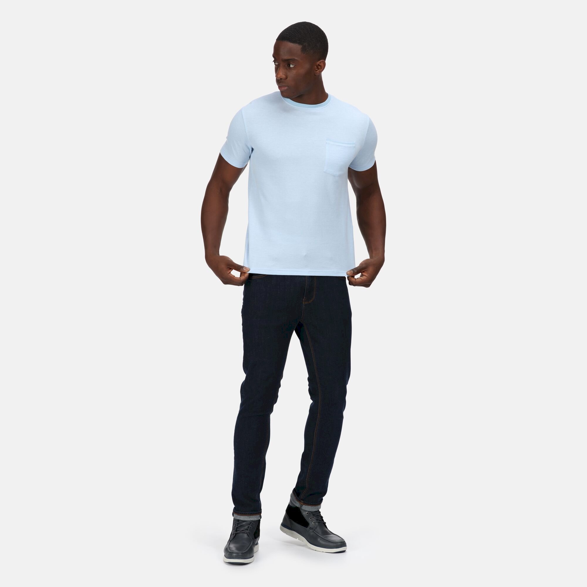 Men's Caelum T-Shirt | Powder Blue Birdseye Pique