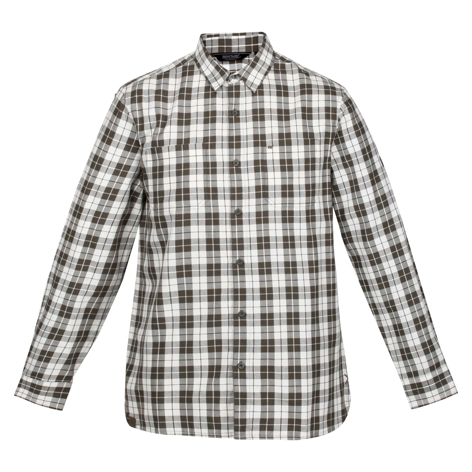 Men's Lance Long Sleeved Checked Shirt | Dark Khaki Check