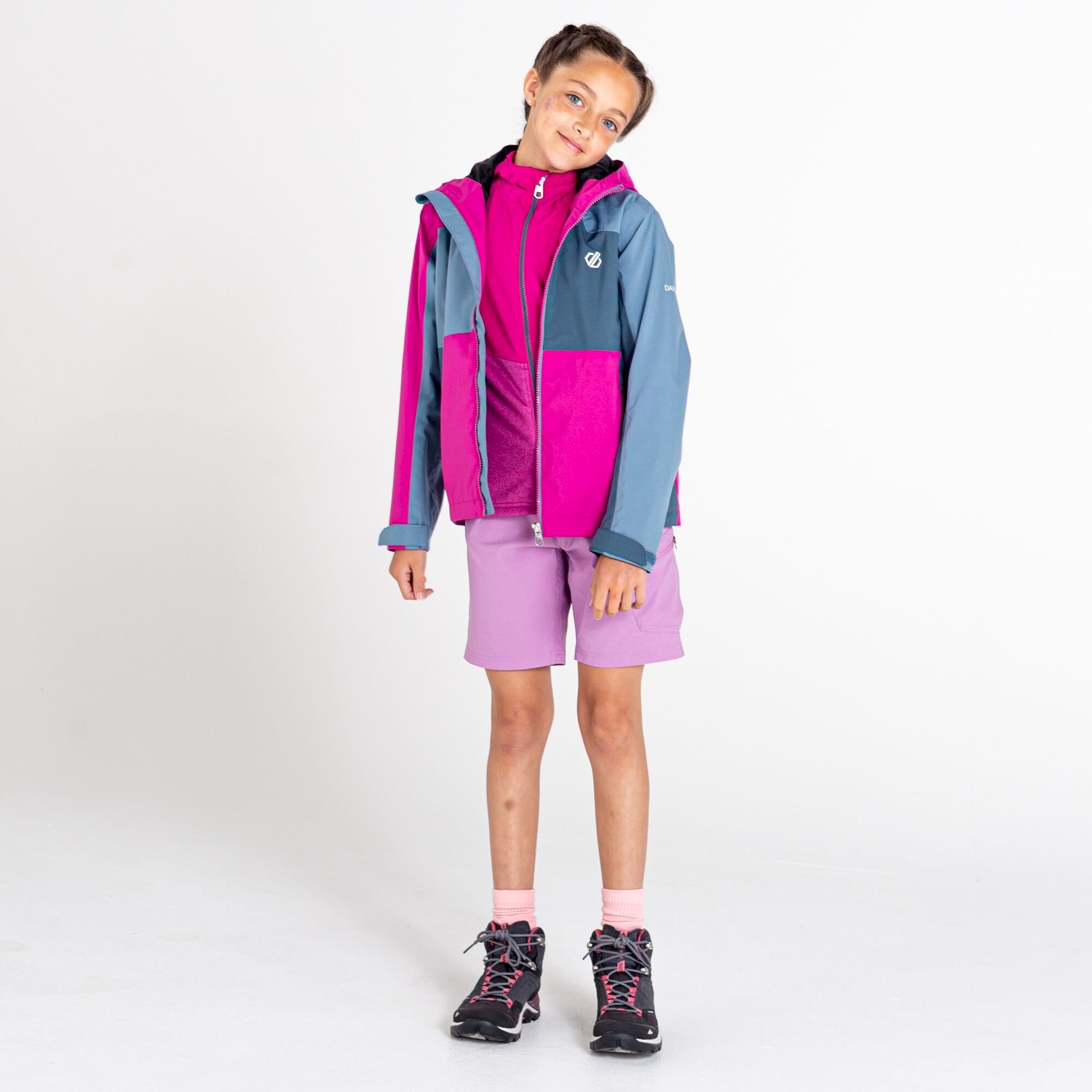 Dare 2b - Kids' In The Lead III Recycled Waterproof Jacket | Fuchsia Bluestone