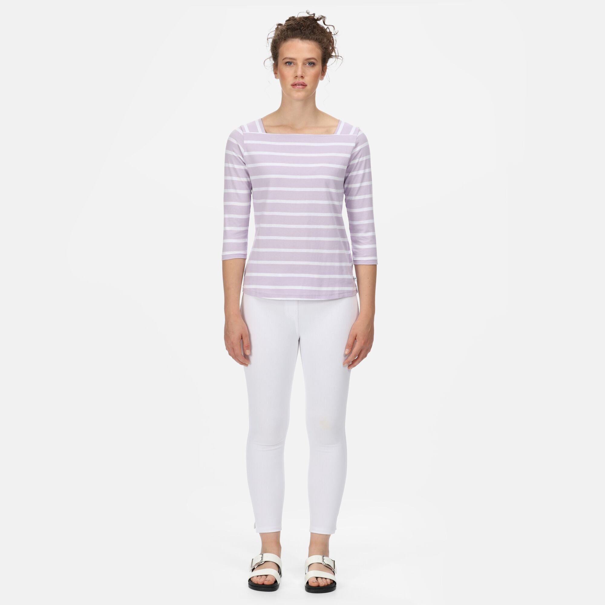 Women's Polexia Square Neck Top | Pastel Lilac White