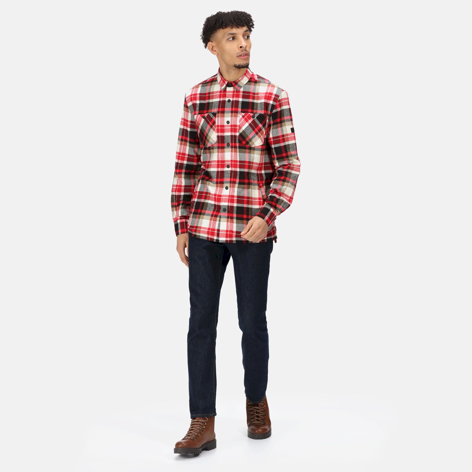 Men's Thamos Long Sleeved Checked Shirt | Classic Red Check