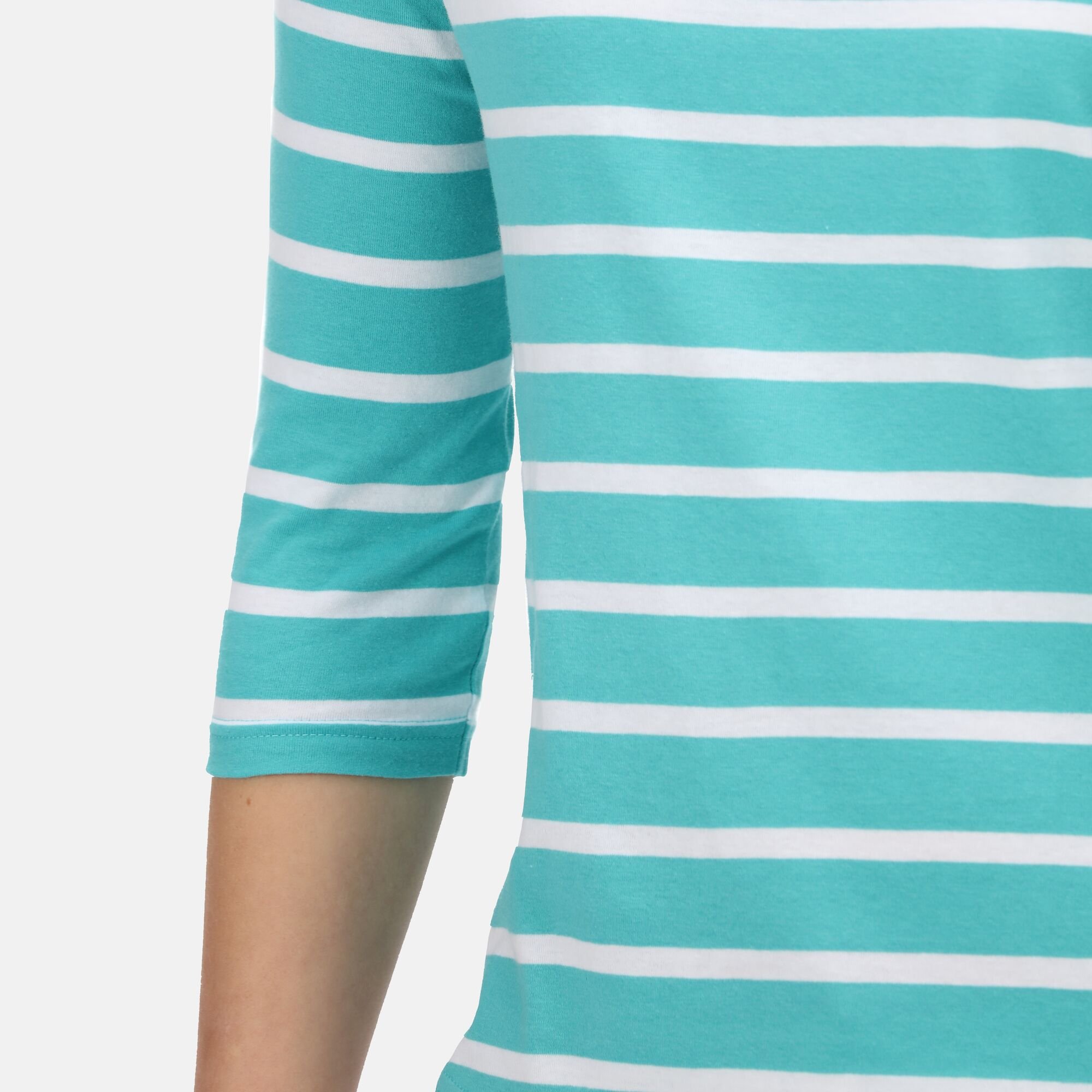 Women's Polexia Square Neck Top | Turquoise White Stripe
