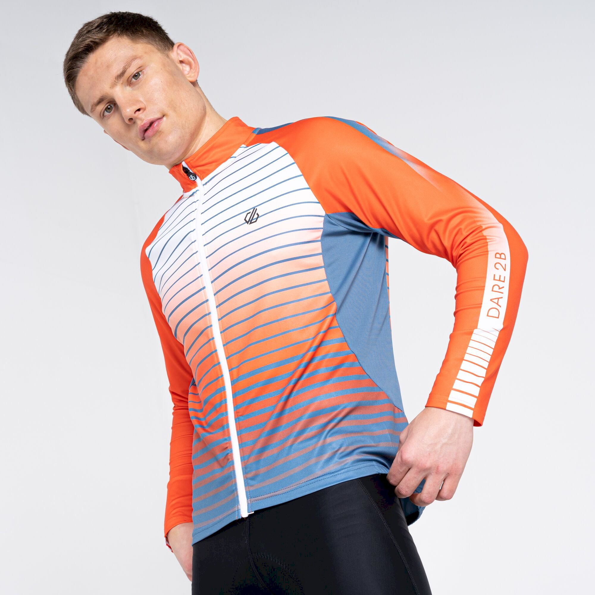 Dare 2b - Men's AEP Virtuous Long Sleeved Cycling Jersey | Stellar Blue Underlined Print