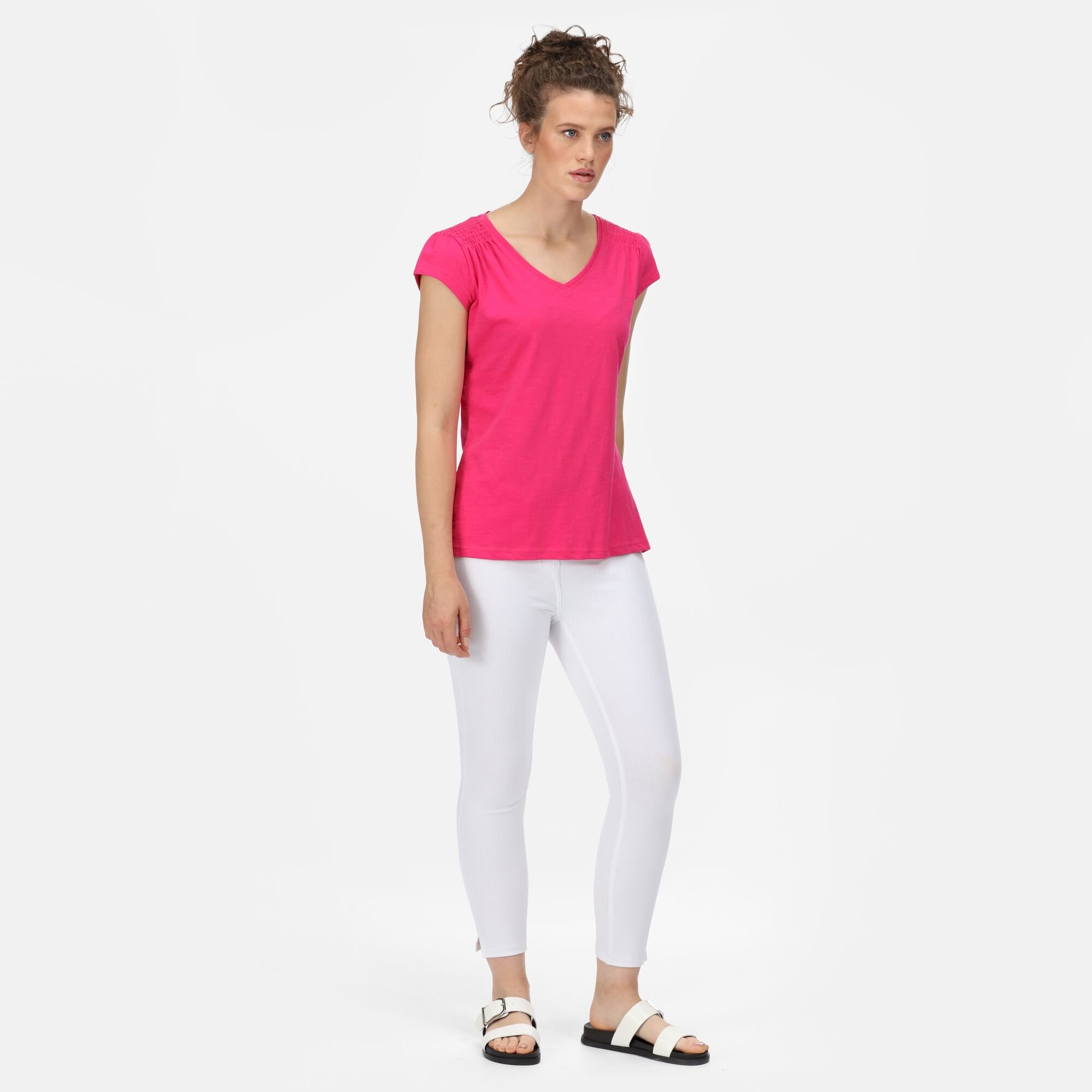 Women's Francine V-Neck T-Shirt | Pink Fusion
