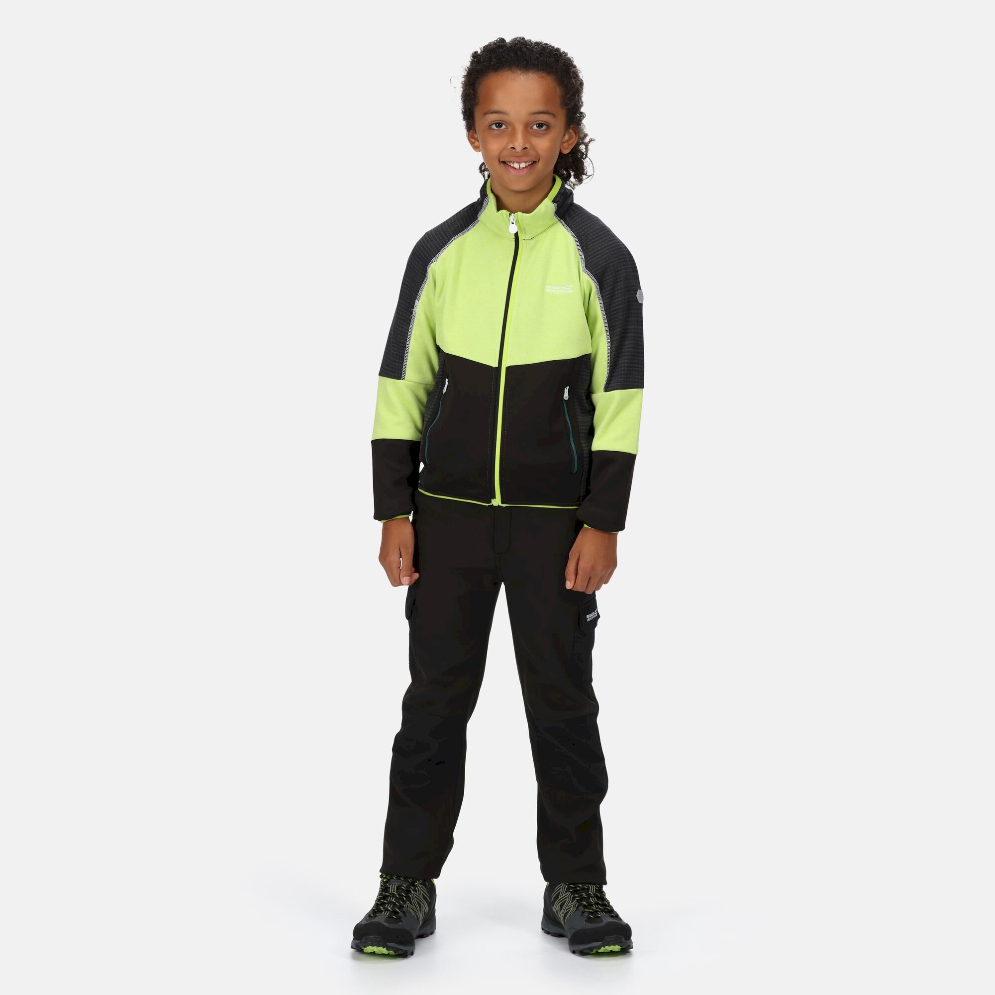 Kids' Oberon V Softshell Jacket | Bright Kiwi Black