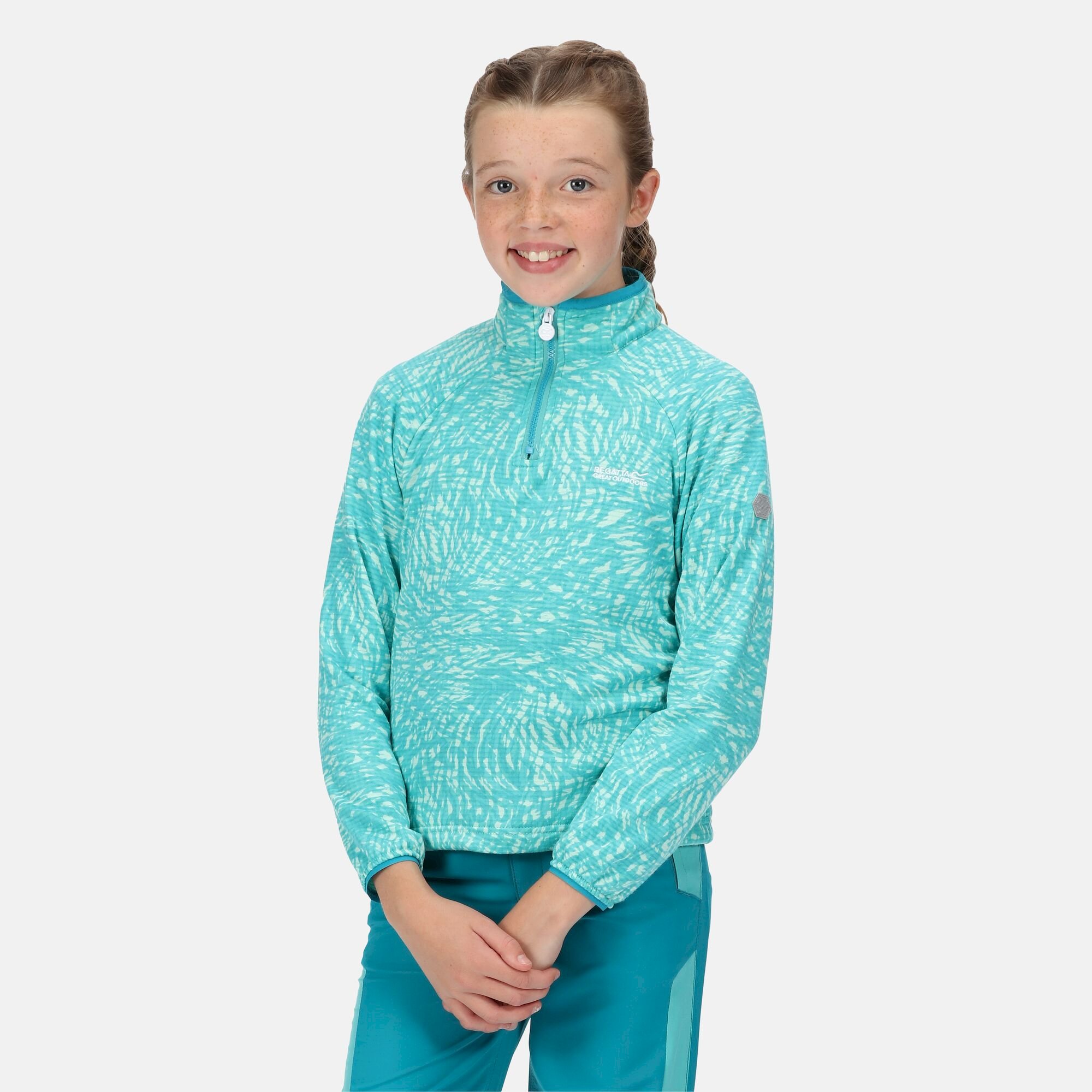 Kids' Highton Half Zip Fleece | Turquoise Animal