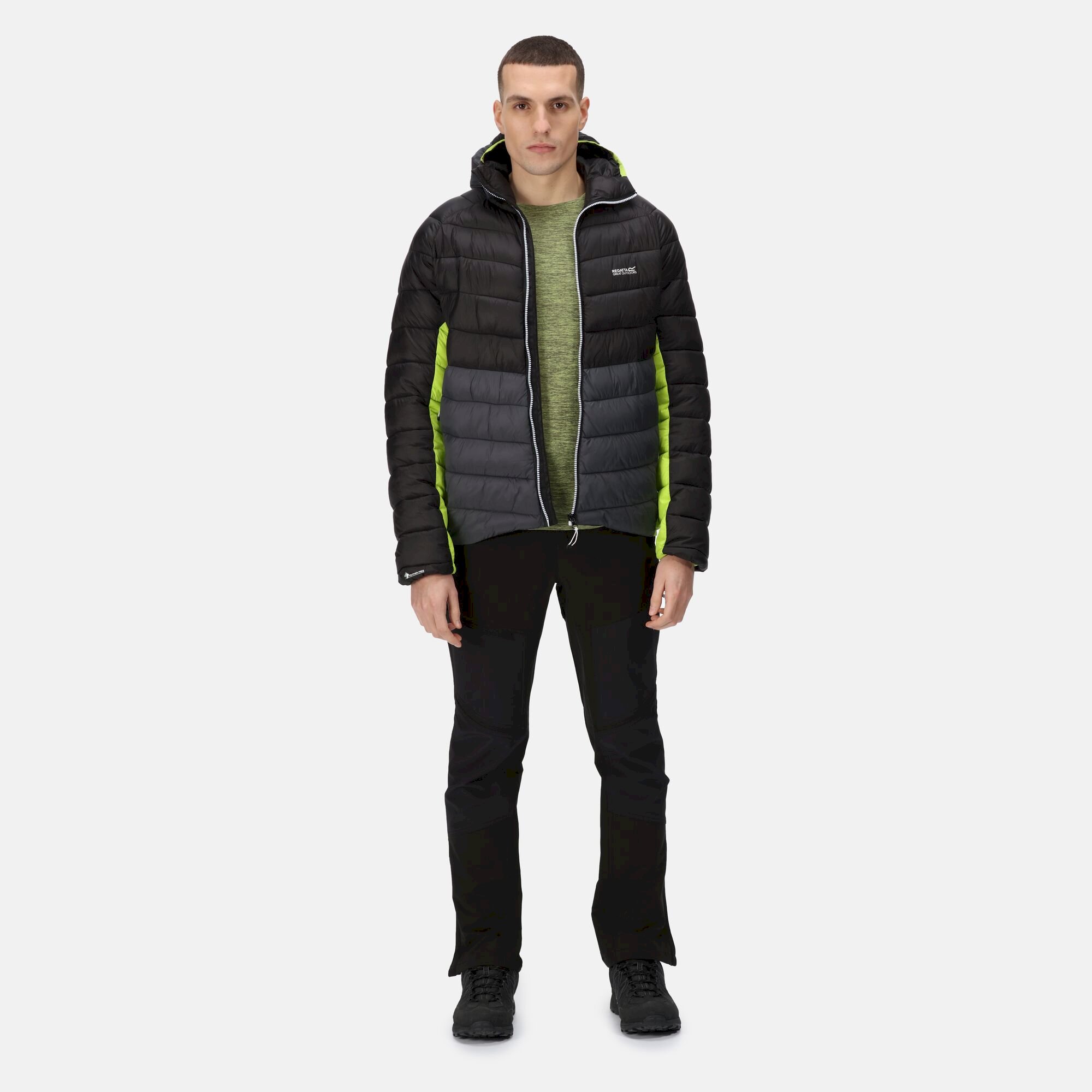 Men's Harrock Hooded Puffer Jacket | Black Dark Grey