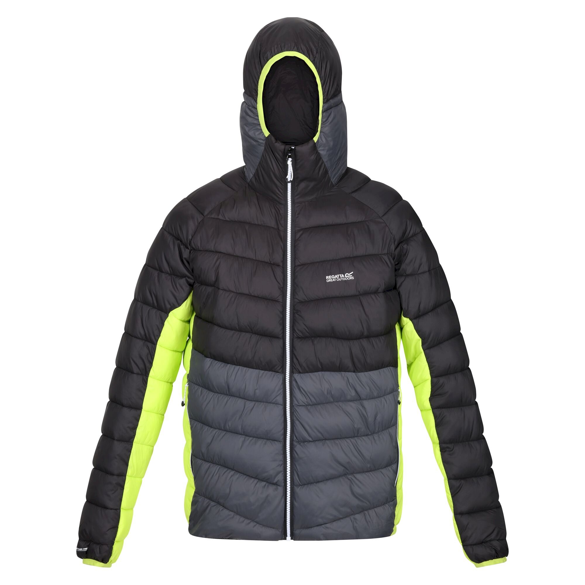 Men's Harrock Hooded Puffer Jacket | Black Dark Grey