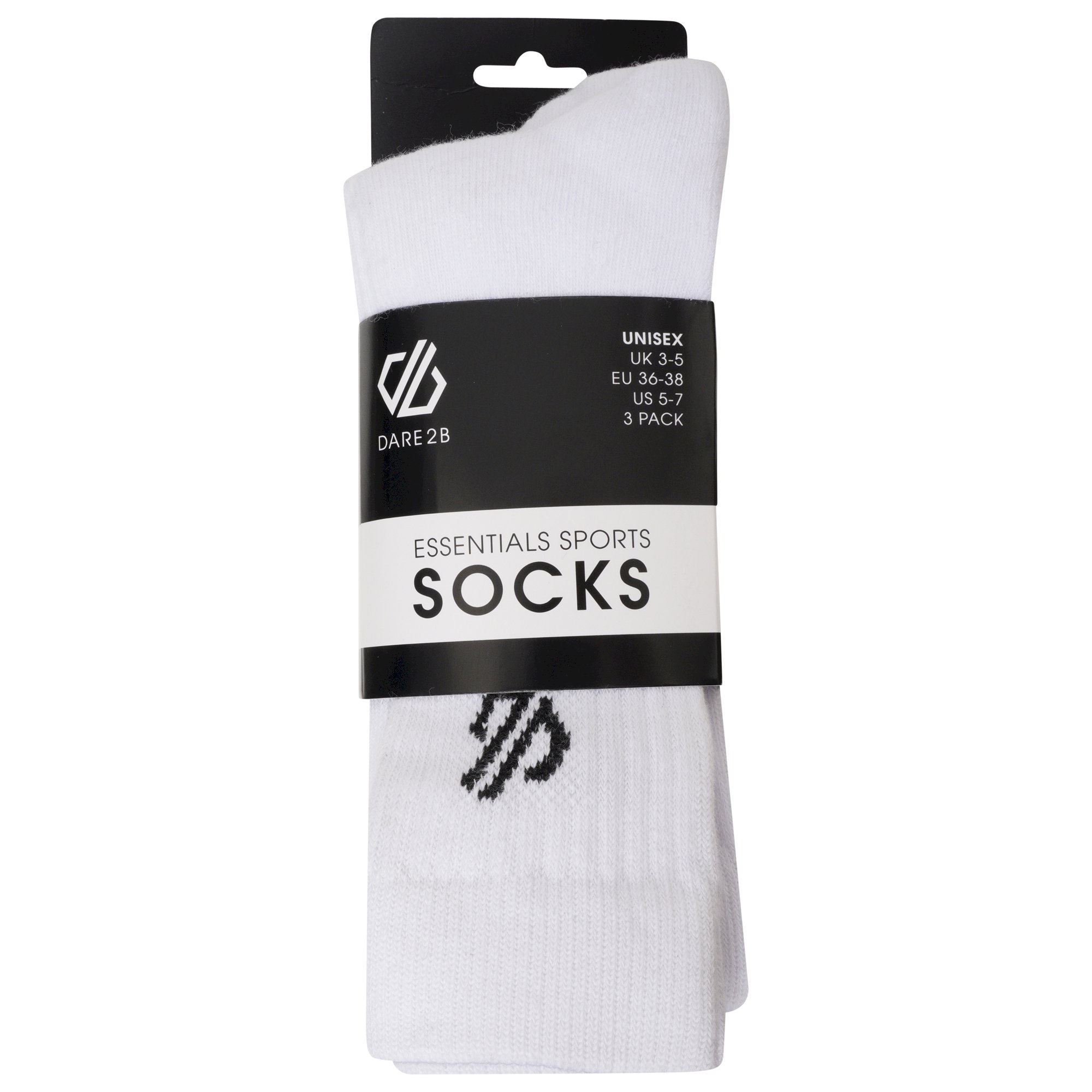 Dare 2b - Adult's Essentials Sports Socks 3 Pack | White