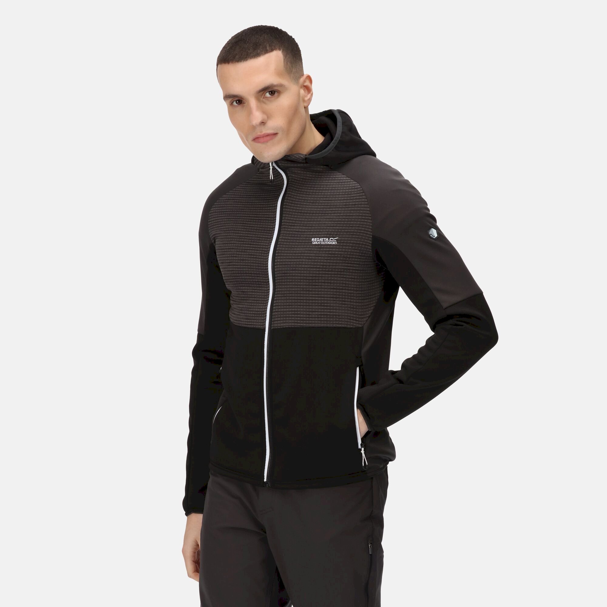 Men's Attare Softshell Hooded Jacket | Black Dark Grey