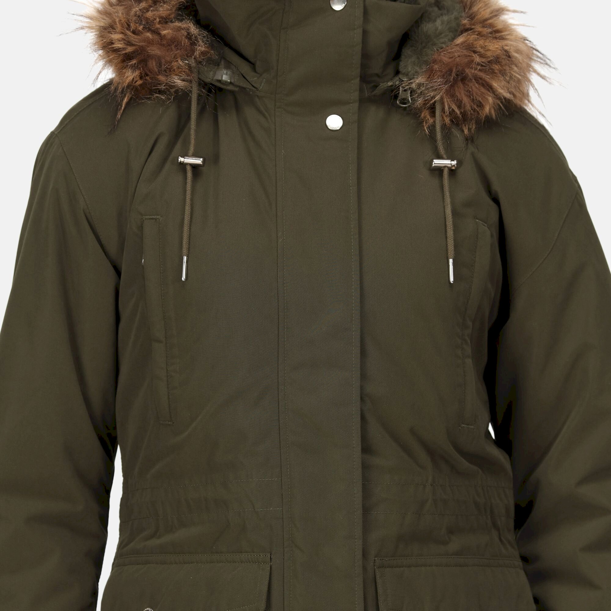 Women's Shiloh Fur Trim Parka Jacket | Dark Khaki