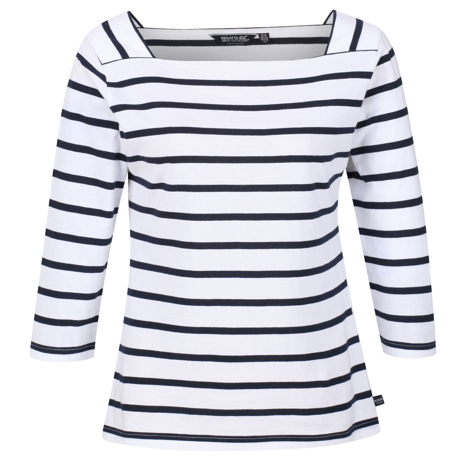 Women's Polexia Square Neck Top | White Navy Stripe