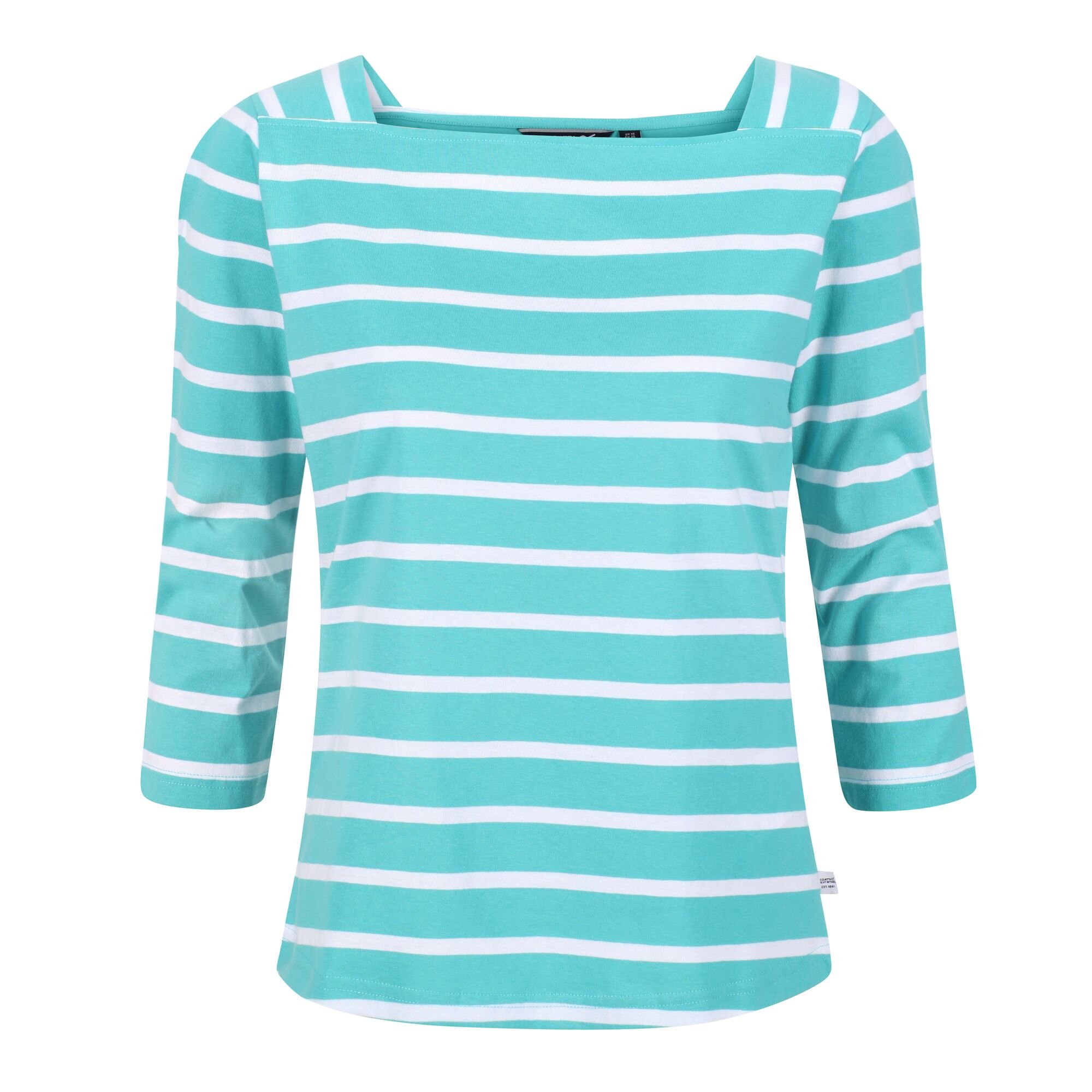 Women's Polexia Square Neck Top | Turquoise White Stripe