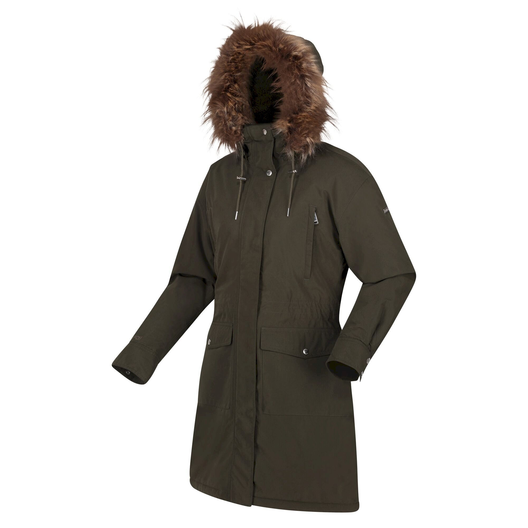 Women's Shiloh Fur Trim Parka Jacket | Dark Khaki