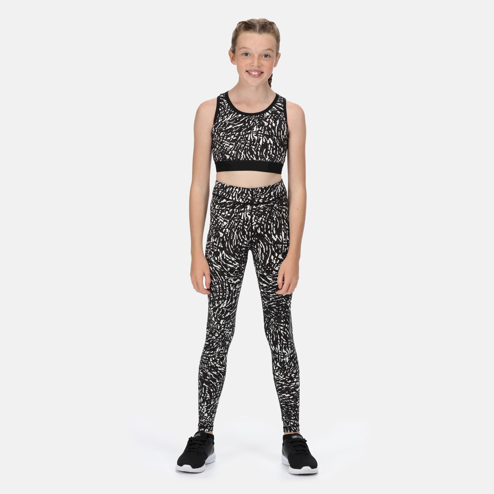 Kids' Atkin Top & Legging Active Set | Black White Animal
