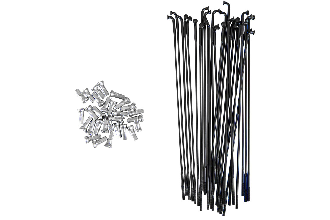 Spoke and Nipple Set 14G Double Butted 151 Black