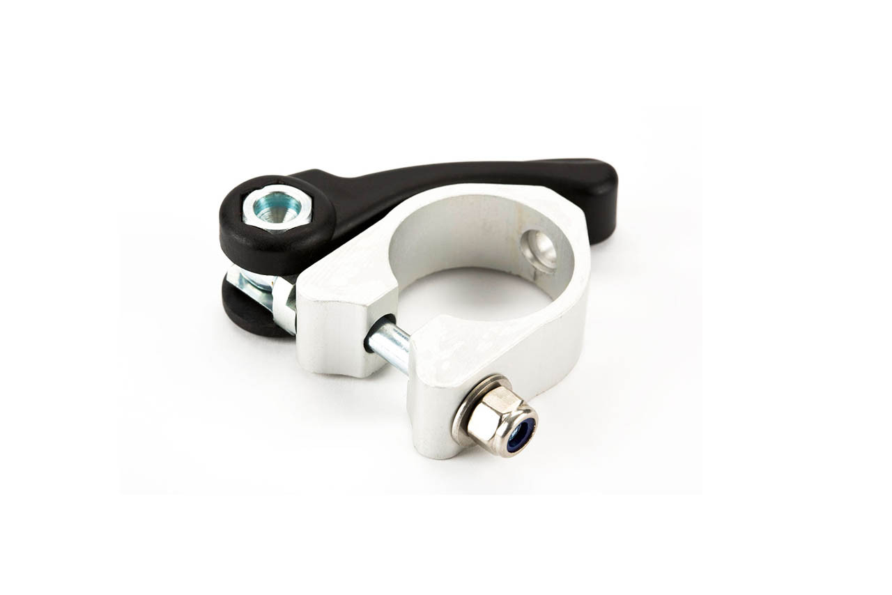 Telescopic Seatpost Clamp band + Quick Release Silver