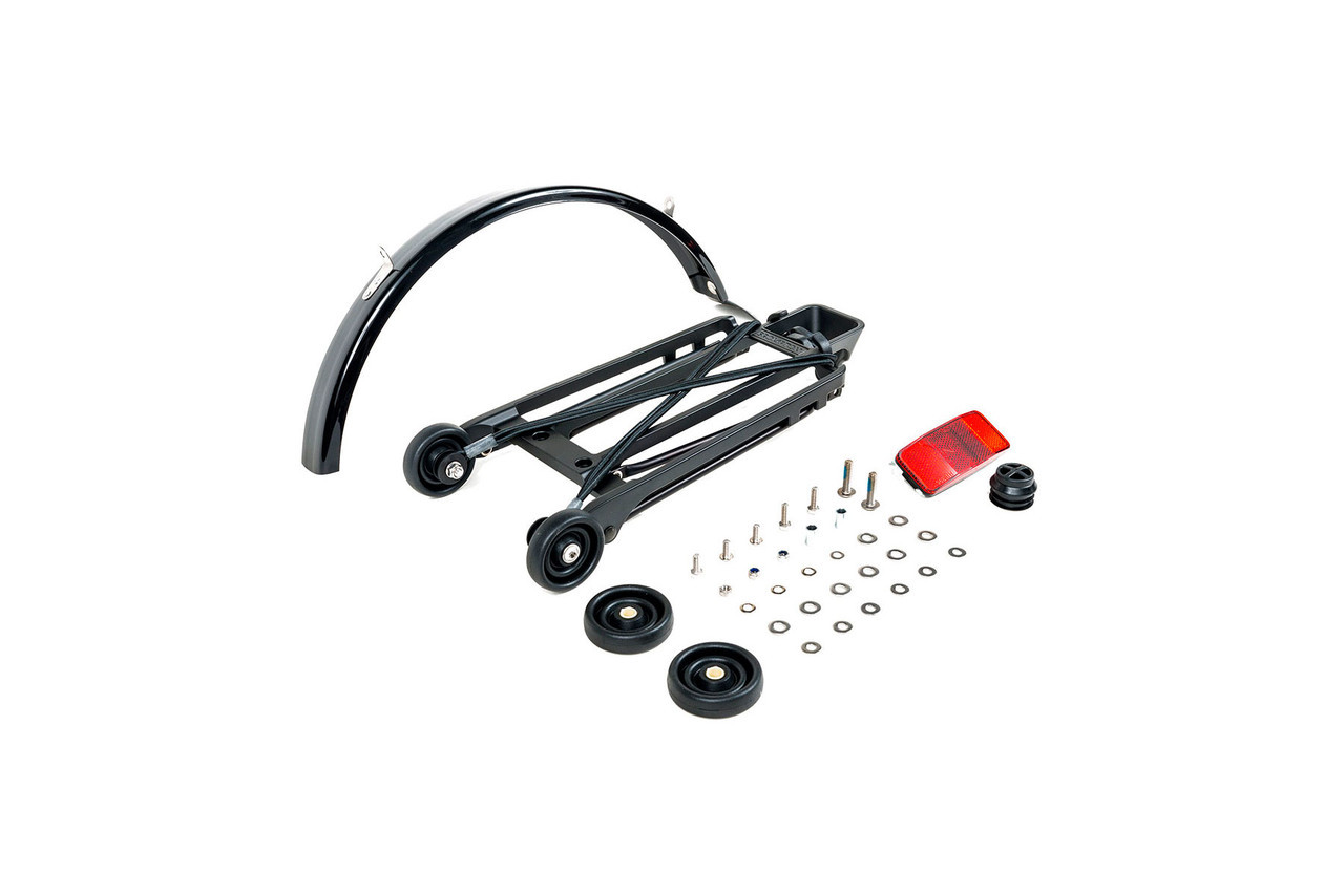 Rack set complete incl 4 rollers + mudguard - 6mm holes - Black