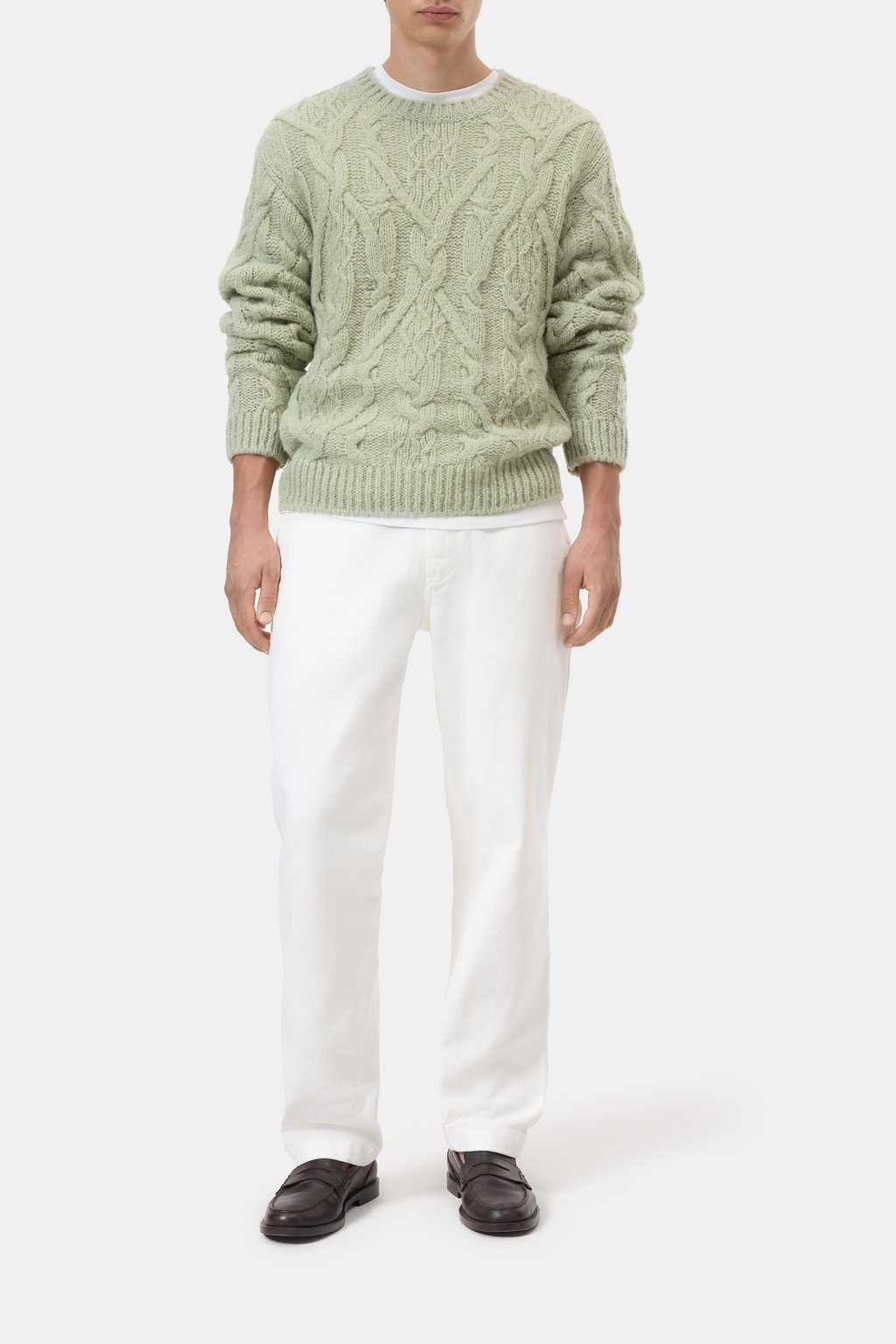 Wollpullover mit Zopfmuster