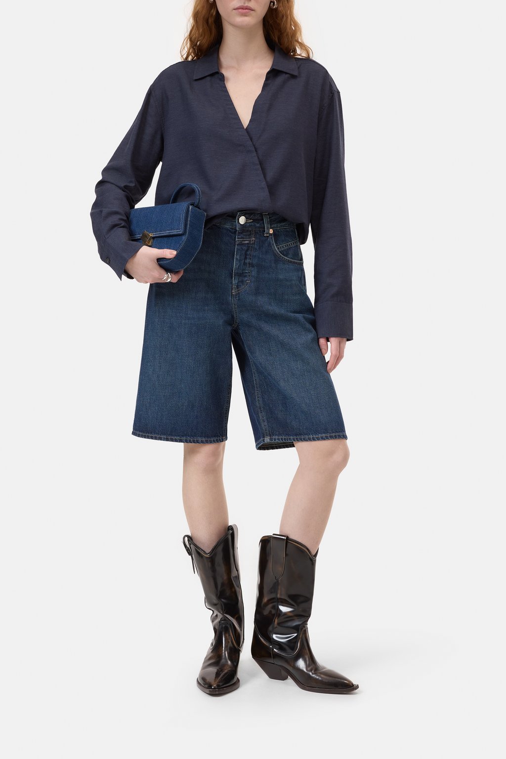 Asymmetrische Bluse aus Baumwolle-Mix